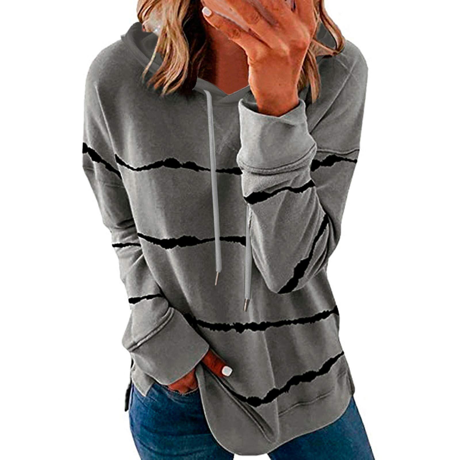 Women's Tie Dye Long Sleeve Pullover Hoodie with Drawstring & Pocket - Casual Loungewear for Yoga, Running & Street Style Fashion