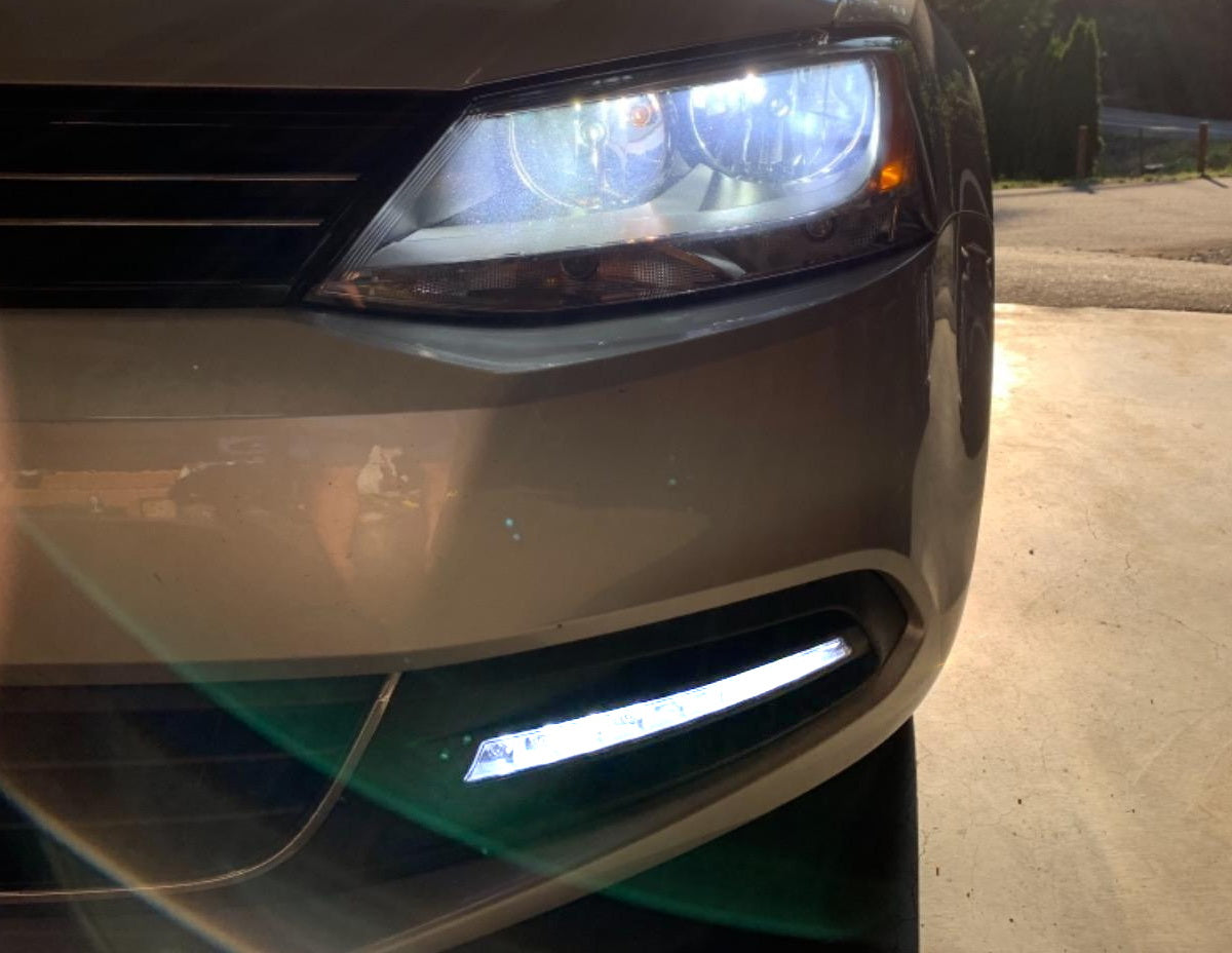 2011-2014 Volkswagen Jetta Direct Fit Xenon White 9 LED Daytime Running Lights - DRL Fog Lights for Enhanced Visibility & Style