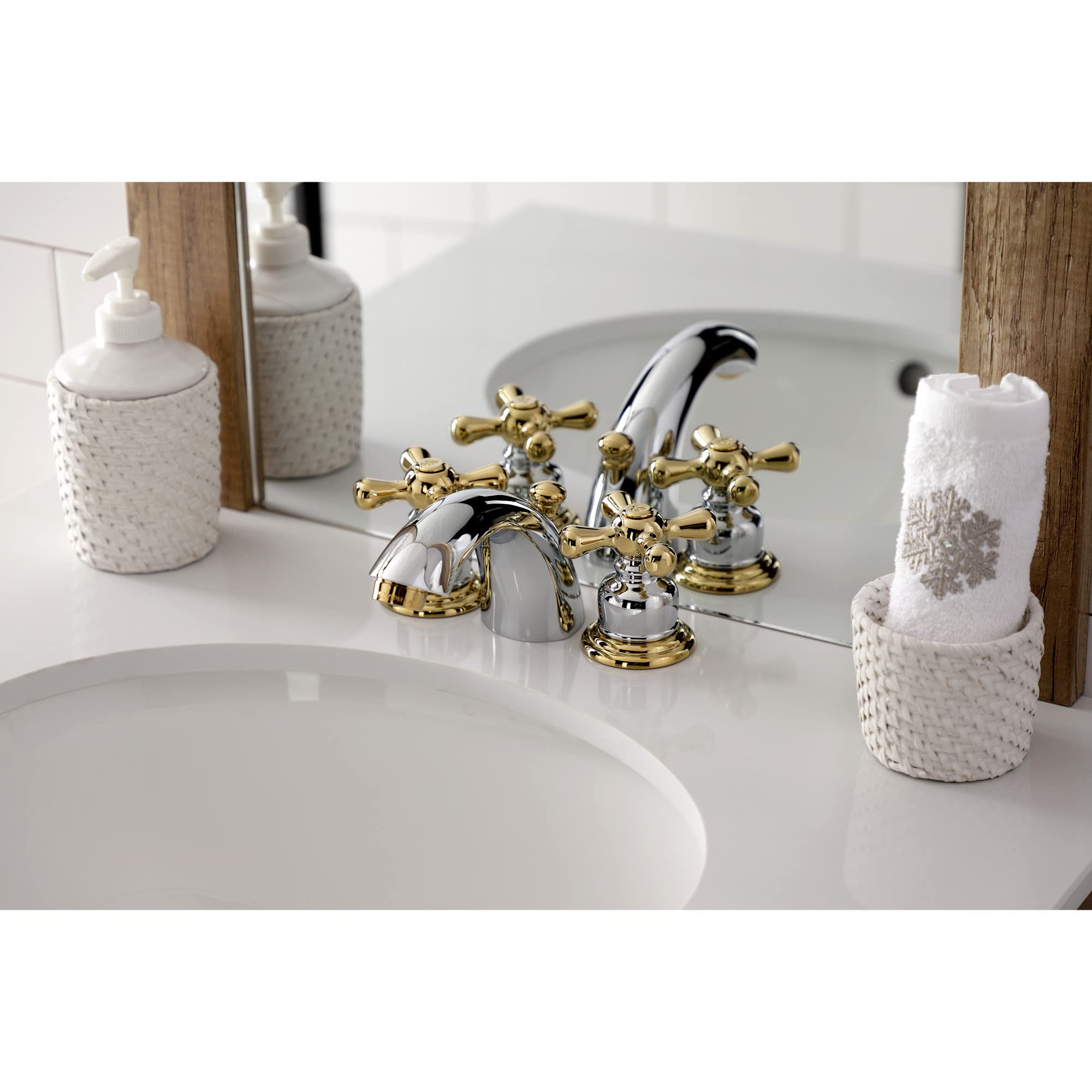 Kingston Brass KB945AX Victorian Mini Widespread Bathroom Faucet - Oil Rubbed Bronze Finish, 4-Inch Adjustable Center, Metal Cross Handle - Perfect for Vintage Style Bathroom Vanities and Powder Rooms