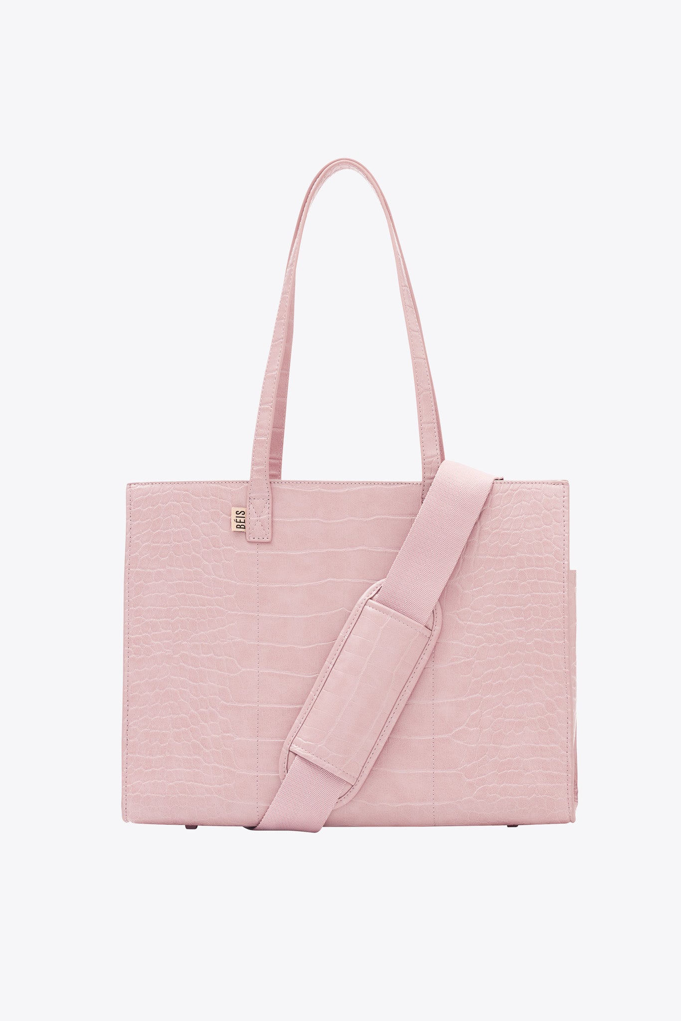 Premium Work Tote Bag in Atlas Pink Croc Leather - Stylish & Durable Professional Office Bag for Women, Perfect for Business Meetings, Commuting & Travel