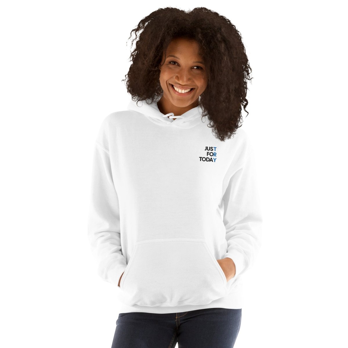 Just for Today Embroidered Unisex Hoodie - Soft Cotton Pullover Sweatshirt for Men & Women | Perfect for Casual Wear, Street Style & Everyday Comfort