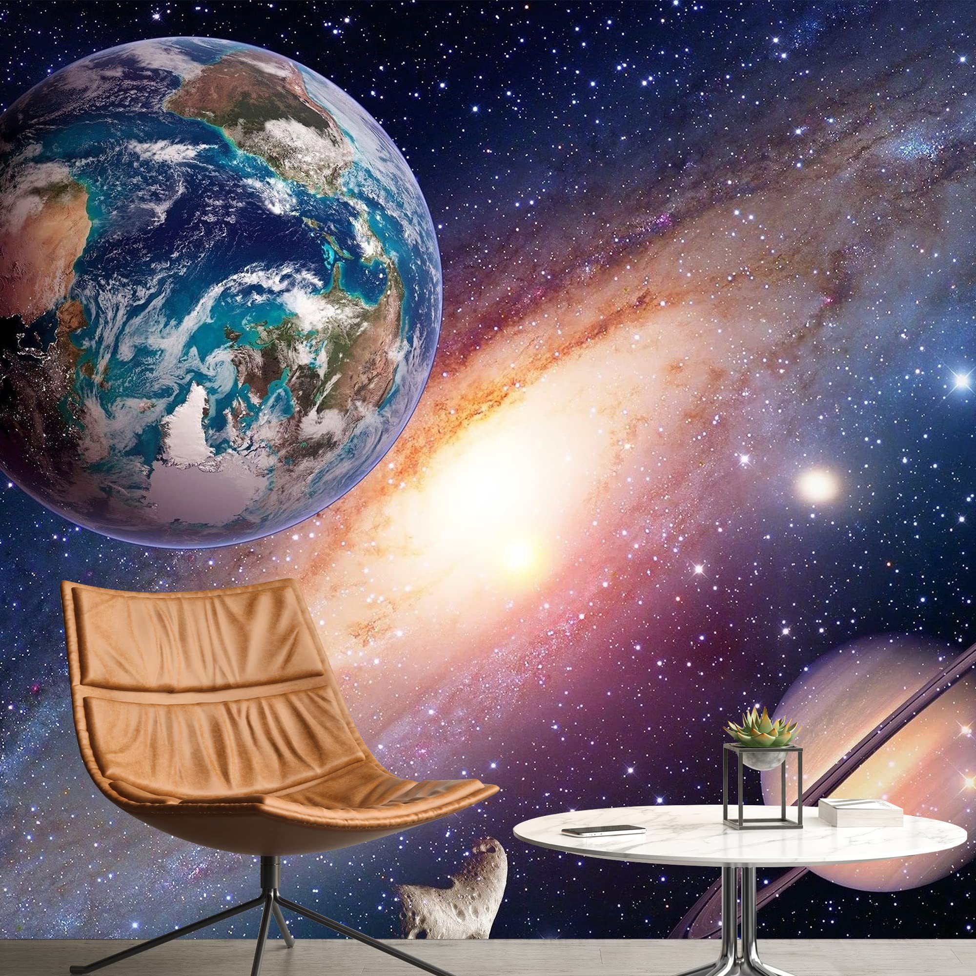 Removable Wallpaper Murals for Bedroom - Giant Universe & Planets Peel and Stick Wall Stickers (100x144 inches) - Perfect for Kids Room Decor, Nursery, or Home Office Space