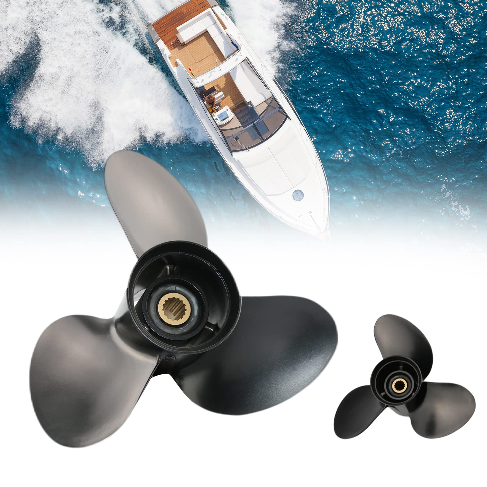 Jetman Aluminum Outboard Propeller 3-Blade 13 Spline RH - Compatible with Suzuki 60HP-140HP Boat Motors (60HP/70HP/75HP/85HP/90HP/100HP/115HP/140HP) - Durable Marine Replacement Part for Fishing, Cruising & Water Sports