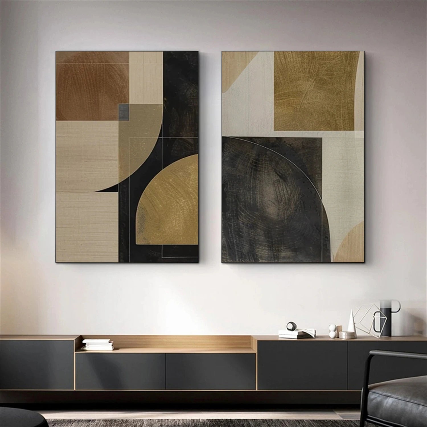 Abstract Painting Set of 2 - Modern Wall Art for Living Room & Bedroom Decor - #AB277 - Perfect for Home & Office Interior Design