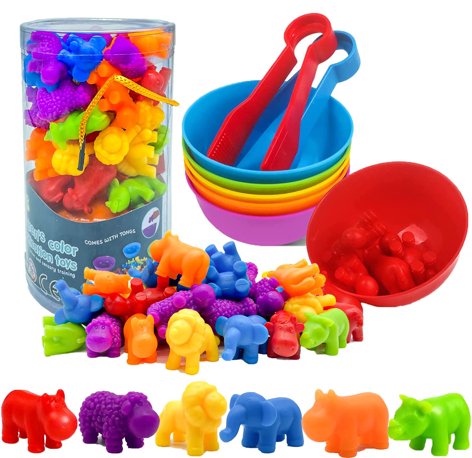 Counting Animals Montessori Toys for Toddlers - Educational Sensory Bin, Color Sorting & Fine Motor Skill STEM Toy Set - Perfect Gift for Kids | Learning Math, Sensory Play & Early Childhood Development