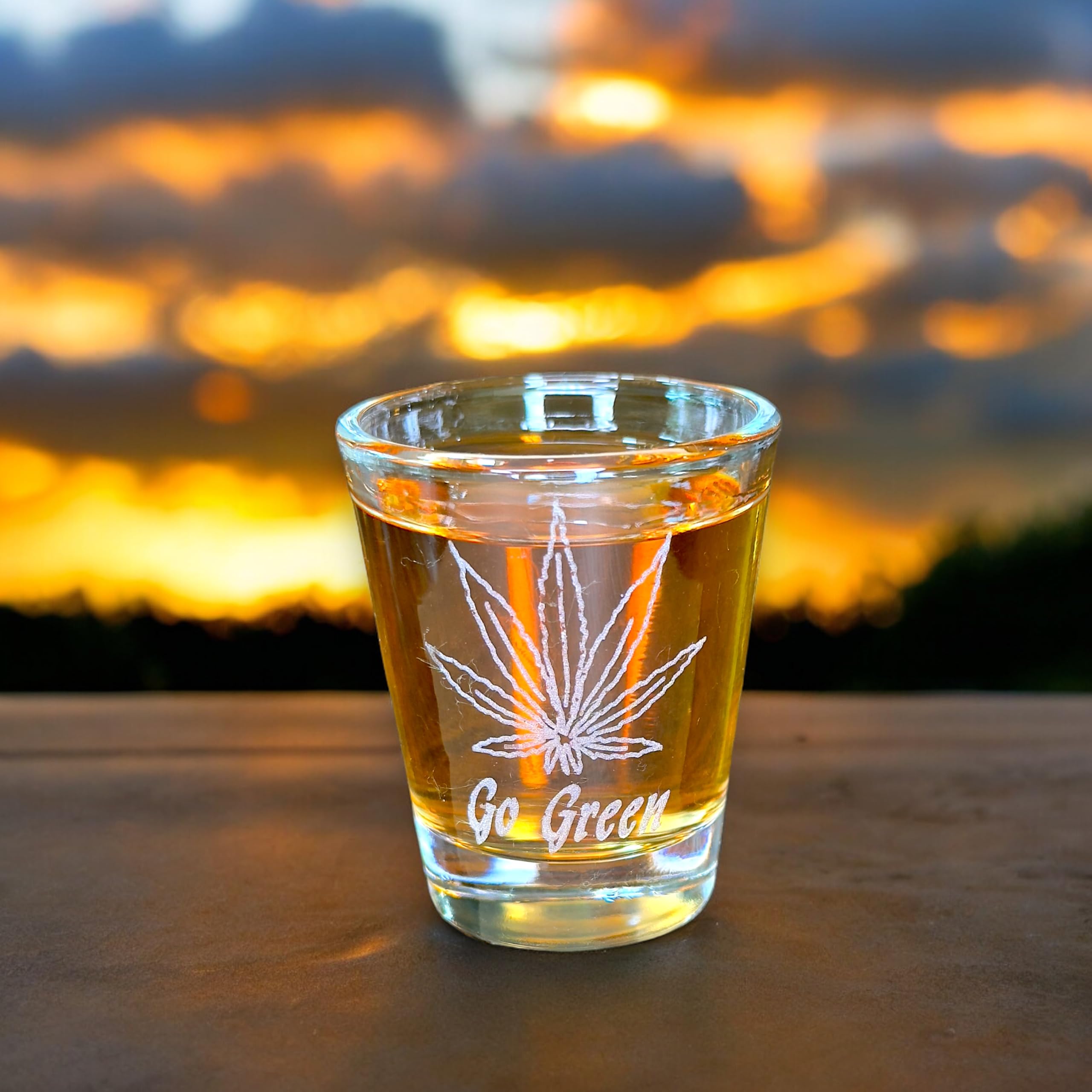 2oz Pot Leaf Go Green Shot Glass - Perfect for St. Patrick's Day, 420 Celebrations & Themed Parties - Durable Glass for Shots, Cocktails & Fun Gatherings