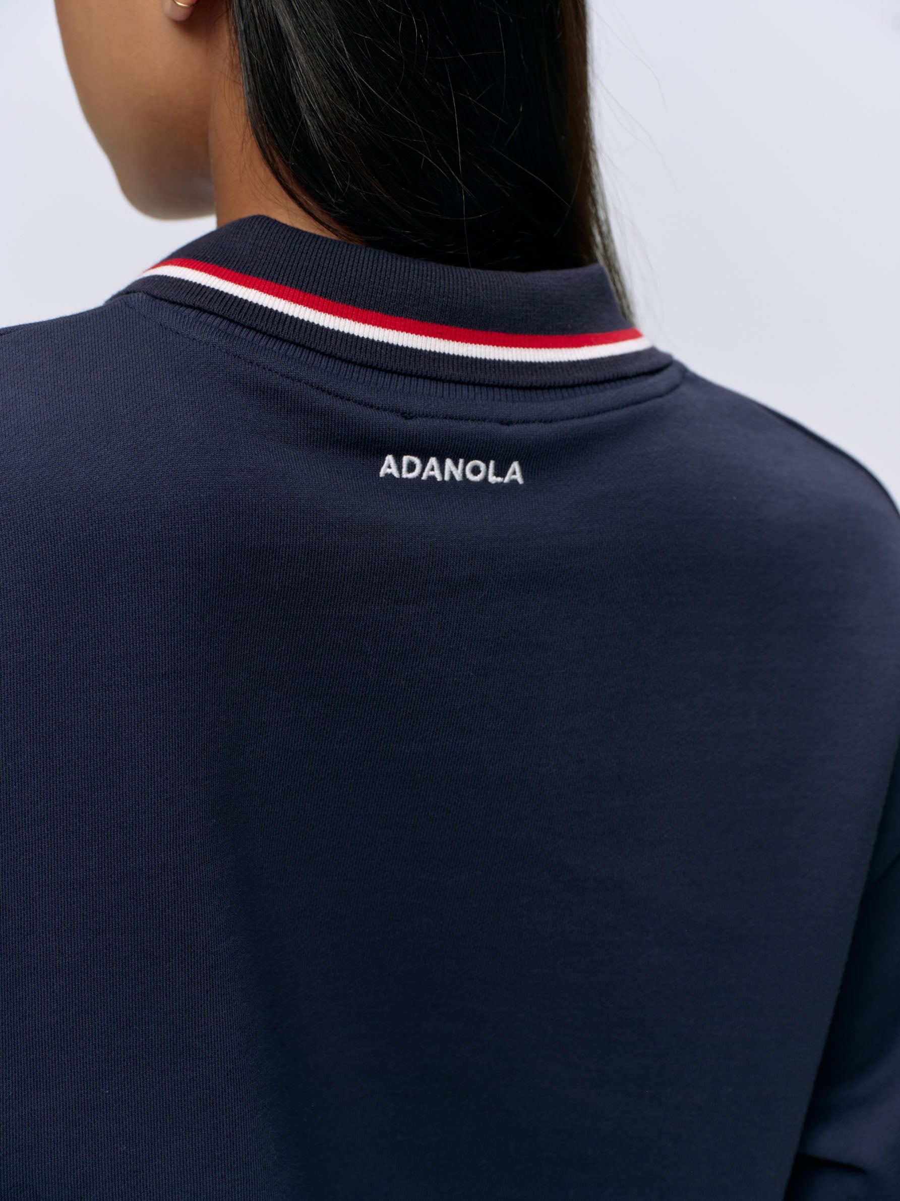 Men's Navy Blue & White Collared Sweatshirt - Casual Pullover with Comfortable Cotton Blend for Everyday Wear | Perfect for Work, Weekend Outings & Relaxing at Home