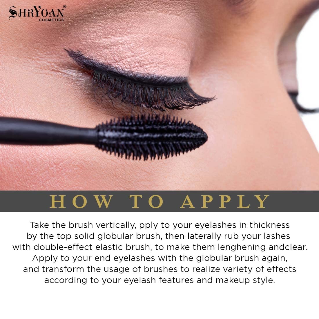 Shryoan Black Out Mascara - Smudge Proof, Waterproof & Long Lasting Volumizing Mascara for Dramatic Lashes | Intense Black Formula (10g) | Perfect for Everyday Wear, Date Night & Special Occasions