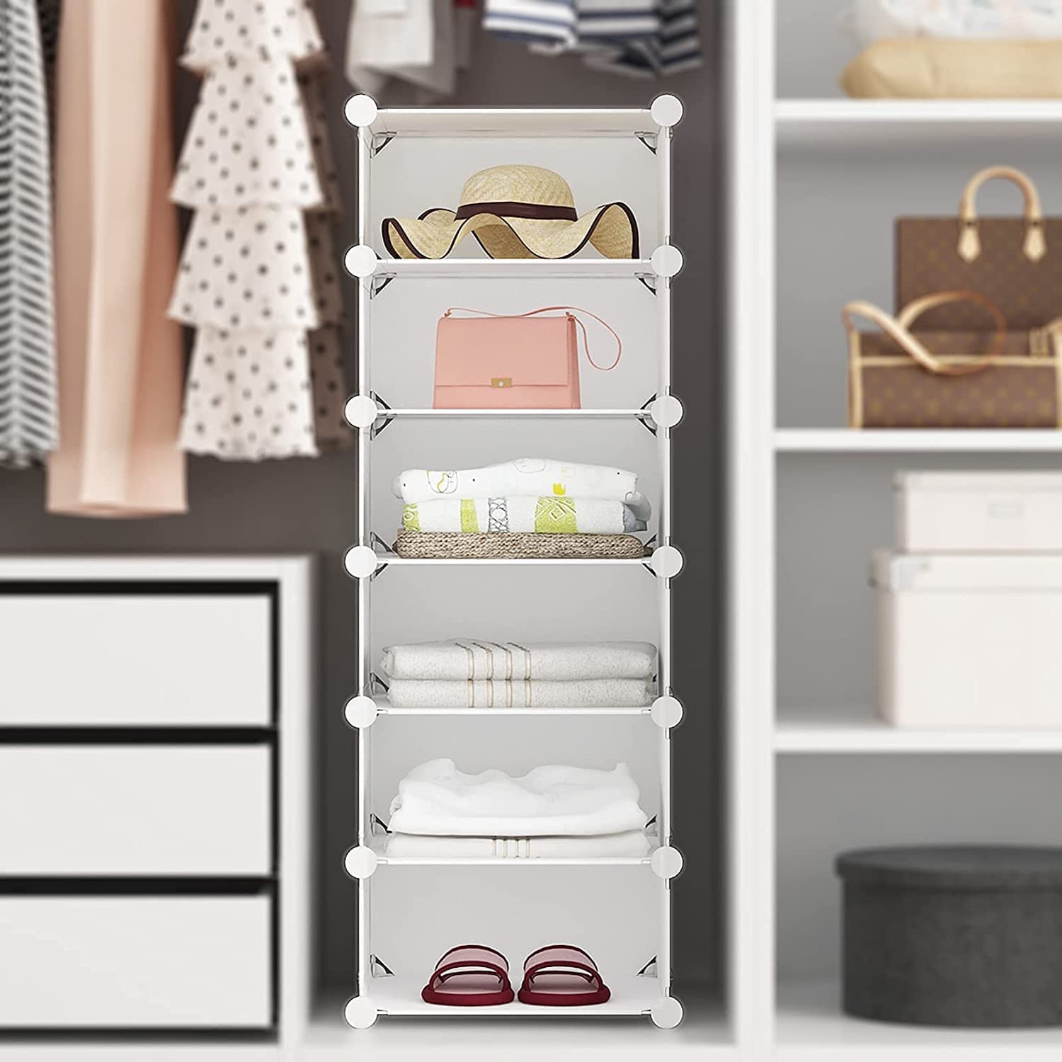 Aeitc 33-Cube Shoe Rack & Plastic Storage Organizer - Modular Cabinet for Entryway, Closet, Bedroom - White | Space-Saving Shoe Storage Solution for Home Organization