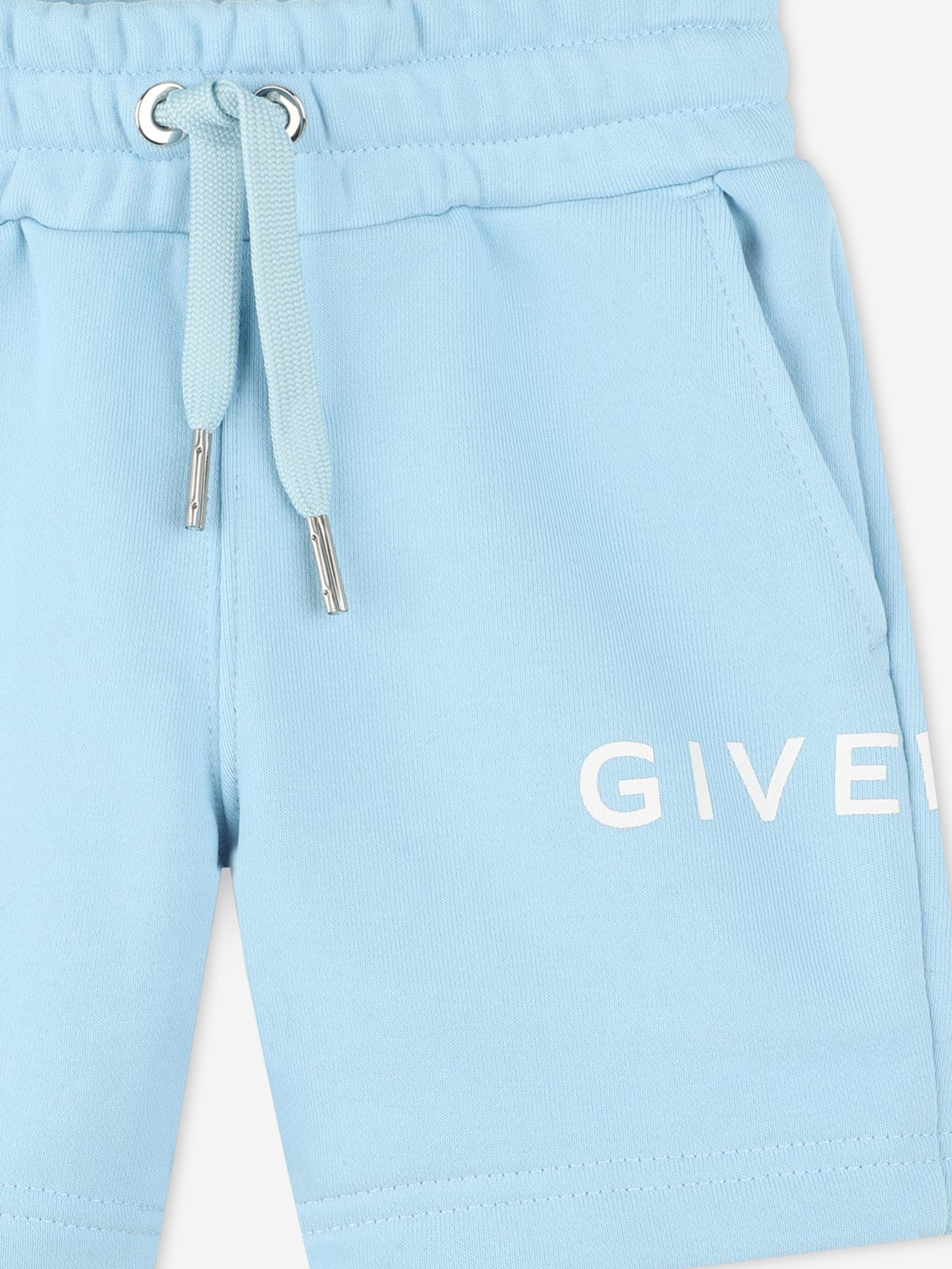 Baby Boys Blue Logo Print Shorts - Comfortable Cotton Casual Shorts for Playtime, Outings & Summer Activities