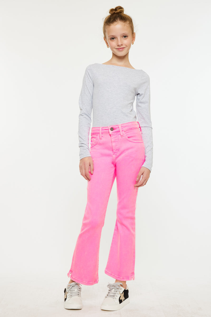 Bristol Kids High Rise Kick Flare Jeans for Girls - Stretch Denim Pants with Comfort Fit - Perfect for School, Playdates & Casual Outings