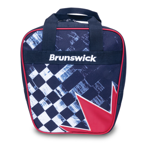 Brunswick Spark Single Tote Checkered Flag Bowling Bag - Stylish & Durable Bowling Accessory for League Play & Casual Games