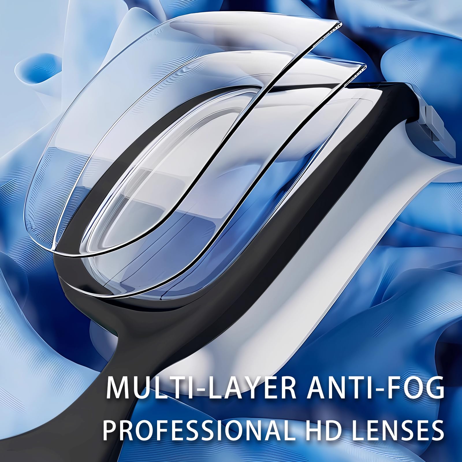 Whale Swim Goggles A2 GE - Polarized Anti-Fog Anti-UV Swimming Goggles for Adults & Youth - Black & White Frame with Plane Mirror - Perfect for Pool, Beach & Open Water Swimming