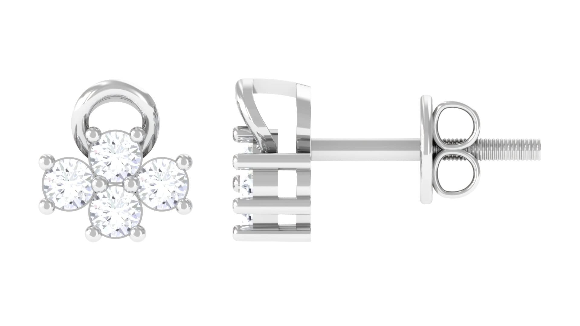 1/4 CT Diamond Gold Stud Earrings for Women - 14K Solid Gold Floral Stud Earrings - Modern & Elegant Jewelry for Everyday Wear, Gifts & Special Occasions