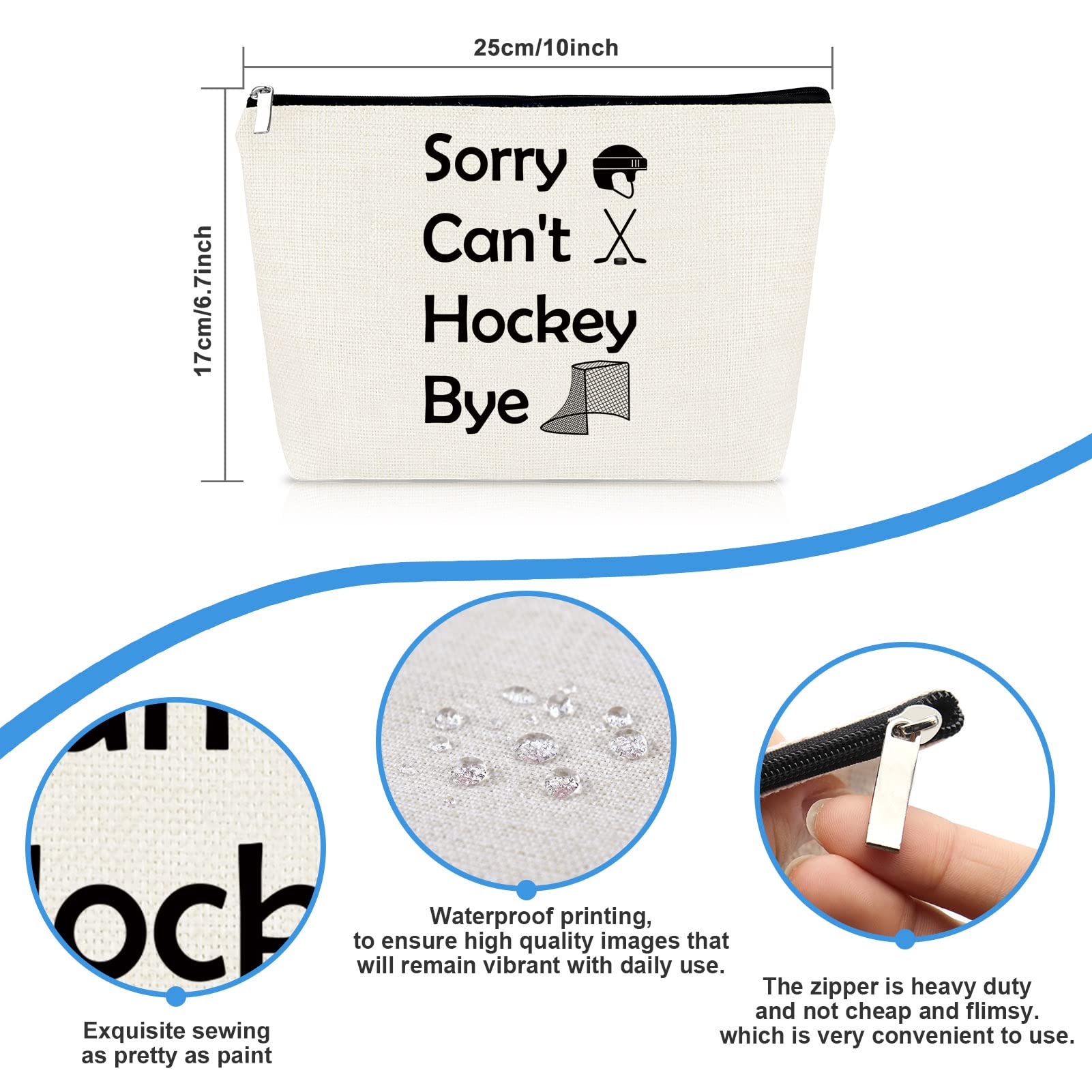 **Sportybella Hockey-Themed Makeup Bag for Women – Perfect Gift for Female Hockey Players, Hockey Moms & Teams – Great for Birthdays, Graduations & Inspirational Gifts – Ideal for Travel, Games & Team Events**