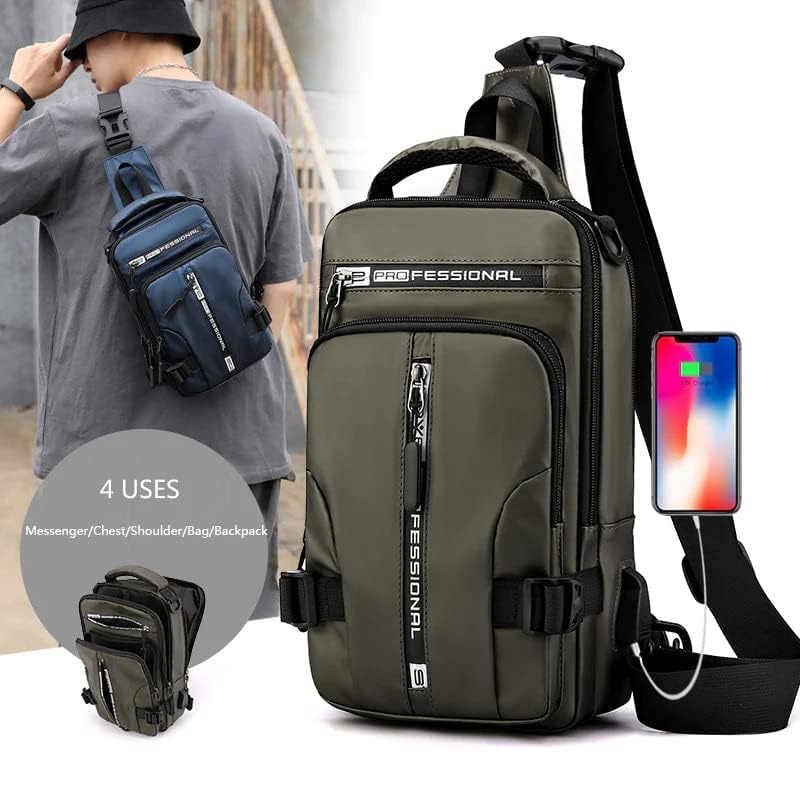 Shrux Waterproof Sling Backpack - USB Charging for Travel & Gym