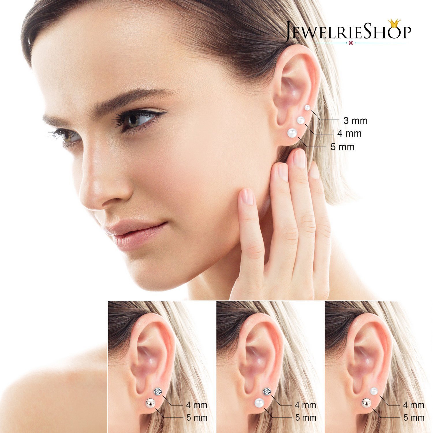 Hypoallergenic Stainless Steel Earrings Set for Women - CZ Ball, Faux Pearl & Hoop Studs | Silver Tone Jewelry for Everyday Wear, Parties & Gifts