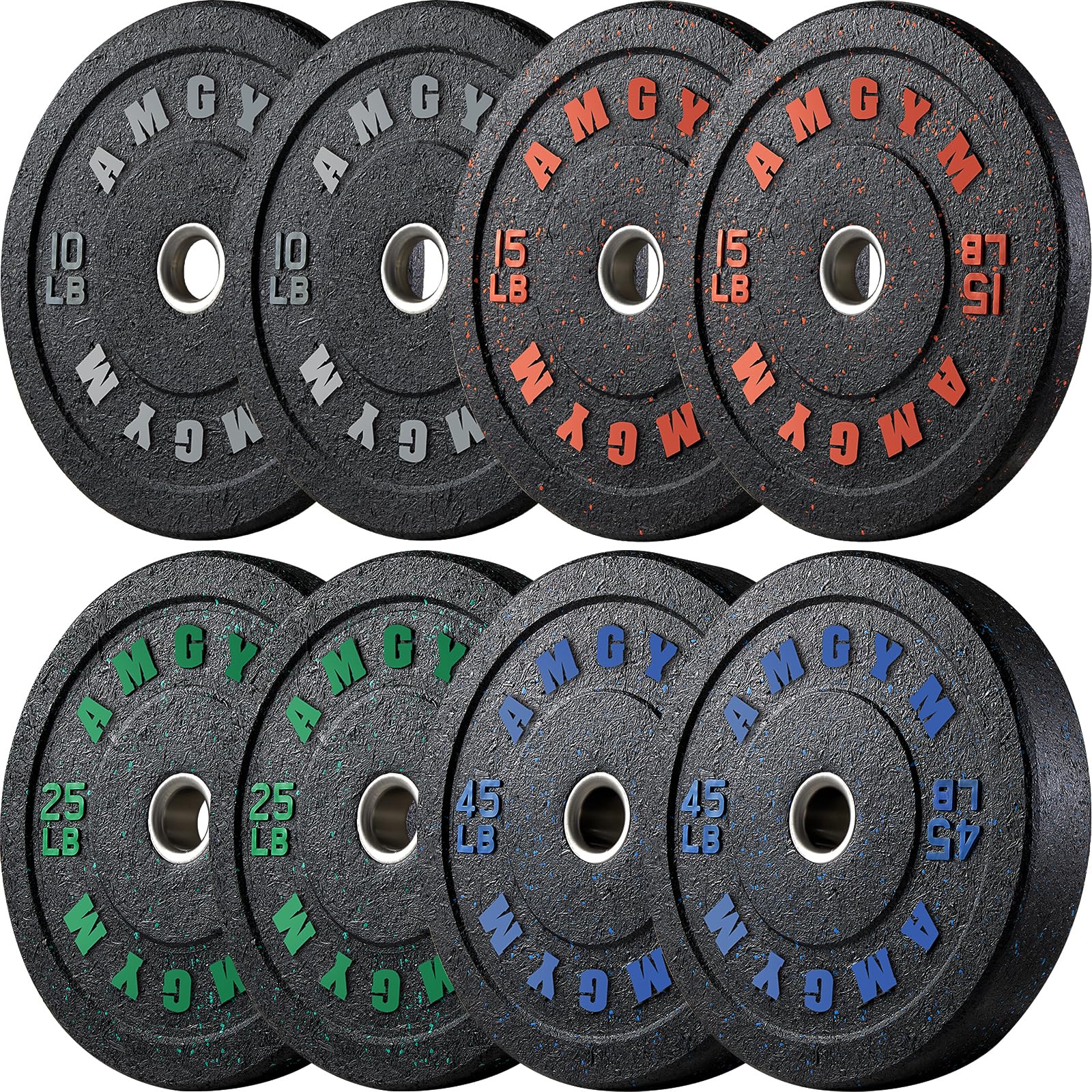 Premium 2 Inch Bumper Plates Set 10-500lbs - Olympic Weight Plates for Strength Training, CrossFit & Powerlifting - High Bounce Rubber Coated Gym Weights for Home Gym, Garage & Commercial Use - Protects Floors During Deadlifts & Weightlifting Workouts