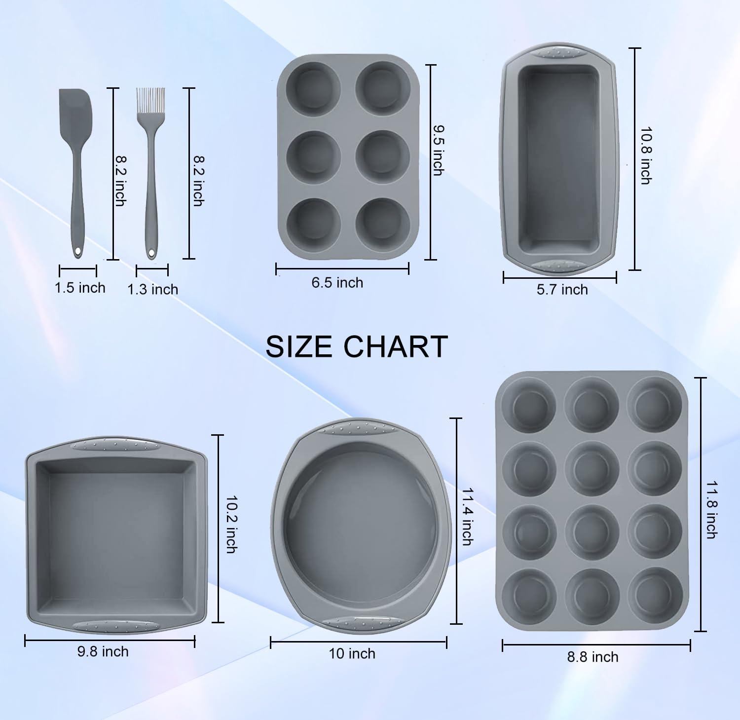 7-in-1 Non-Toxic Silicone Baking Set - BPA Free Round & Square Cake Pans, Loaf Pan, Muffin Tray for Oven - Perfect for Bread, Pizza, Cheesecake, Cupcakes & Desserts - Ideal for Home Baking, Parties & Holiday Cooking