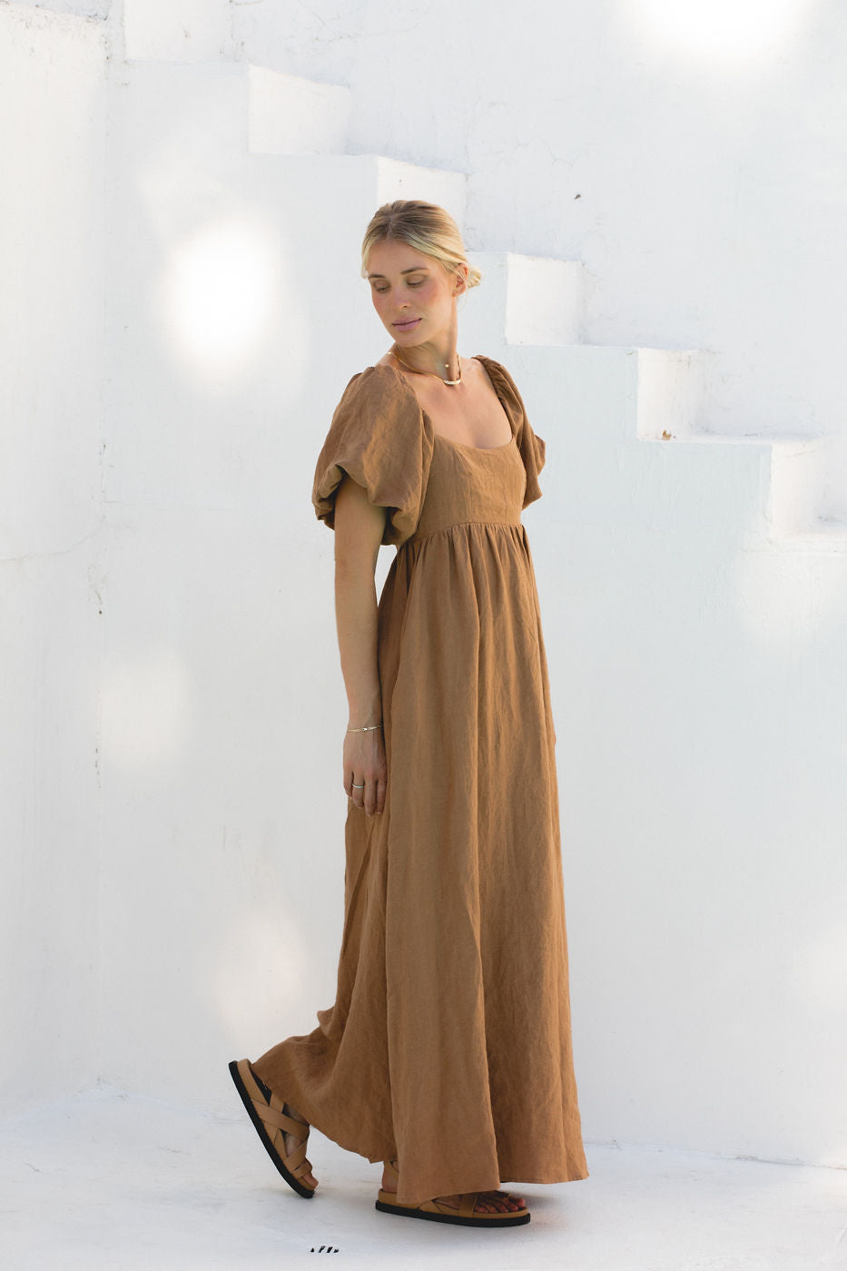 French Riviera Linen Dress for Women - Breathable Summer Beach Dress, Casual Boho Maxi Dress with Pockets | Perfect for Beach Vacations, Resort Wear & Summer Outings