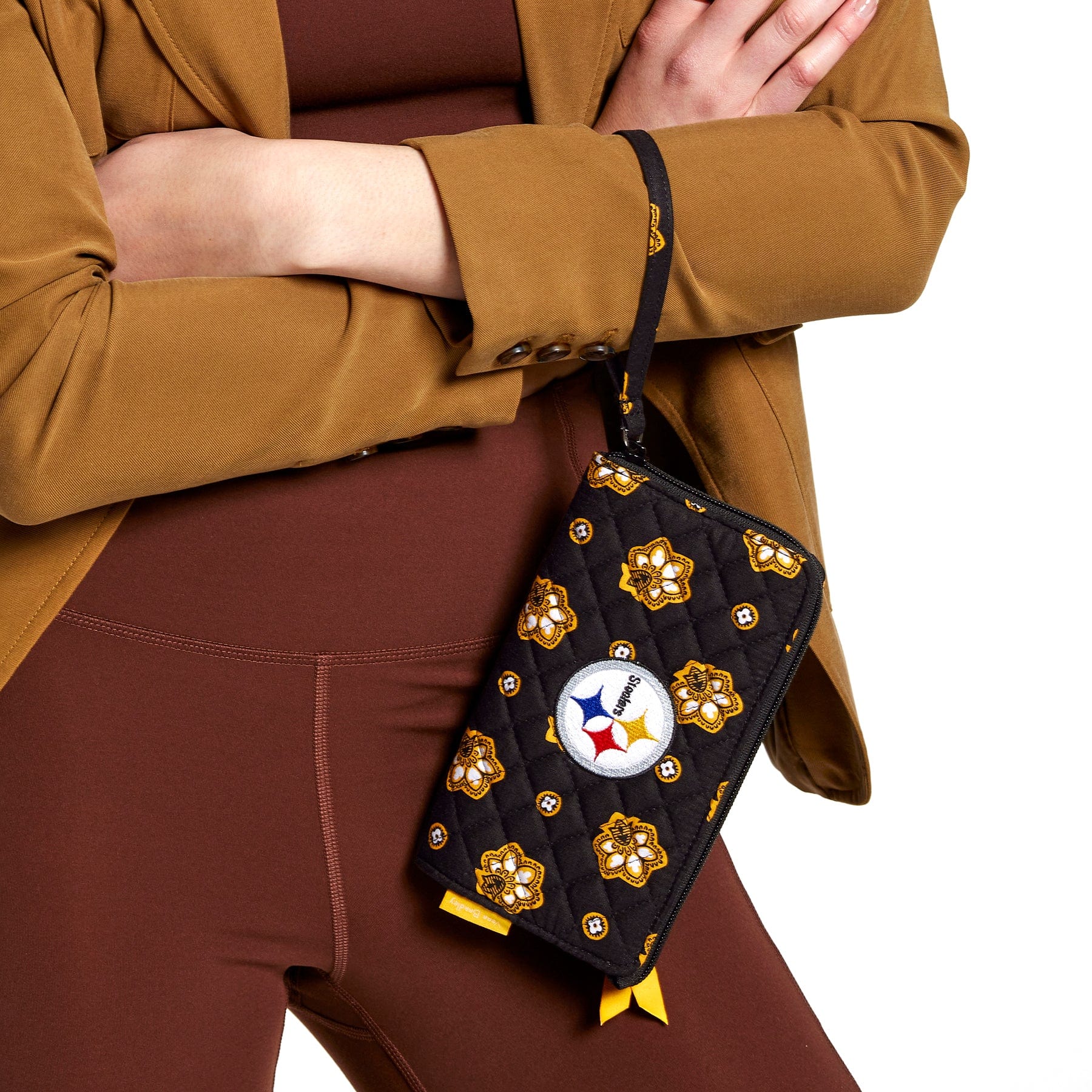 NFL RFID Blocking Front Zip Wristlet Wallet - Secure & Stylish for Game Day, Travel, and Everyday Use