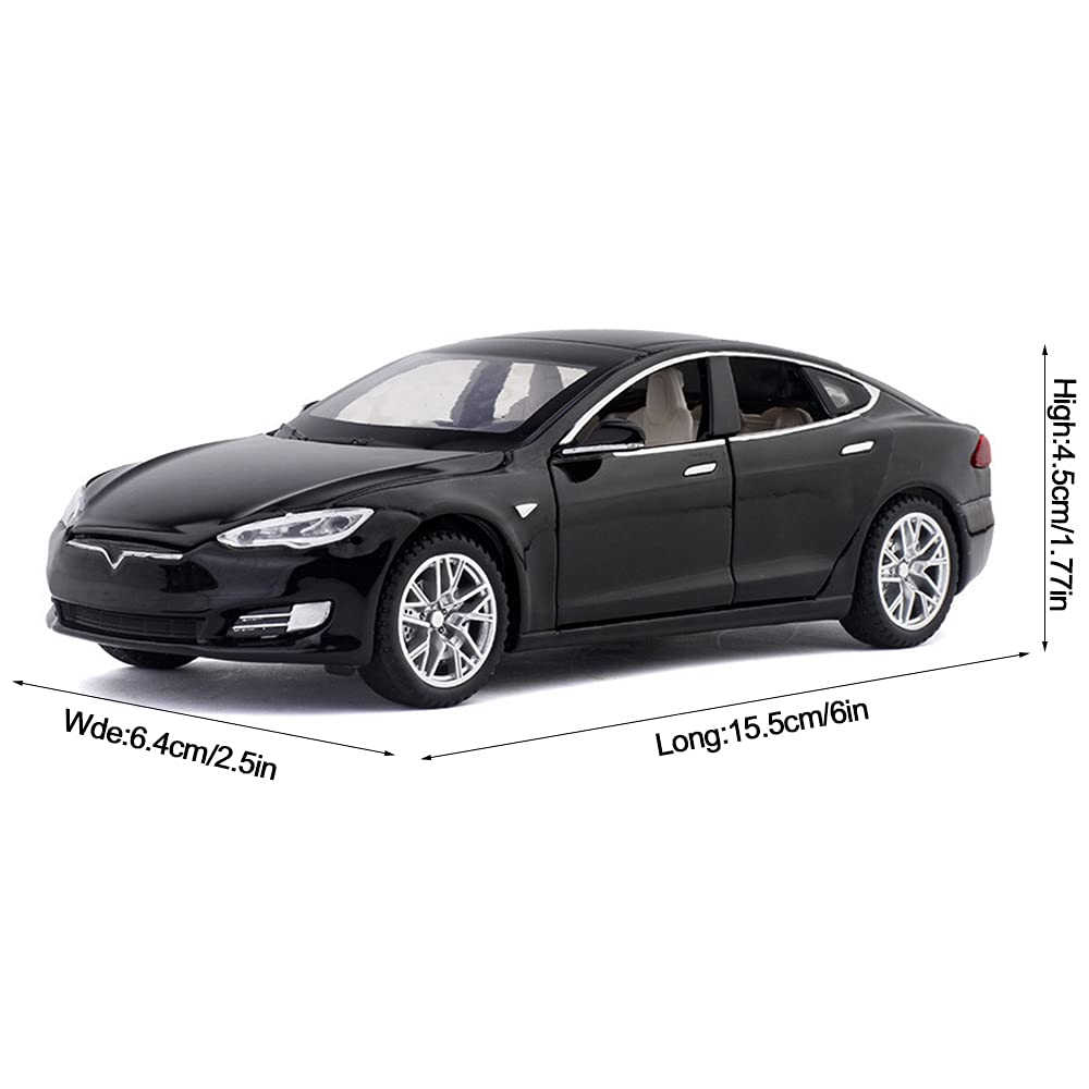 1:32 Scale Diecast Tesla Model S Alloy Toy Car with Pull Back Action, Lights & Sound - Mini Collectible Vehicle for Kids Ages 3+ | Birthday Gift, Christmas Present, STEM Learning Toy for Toddlers