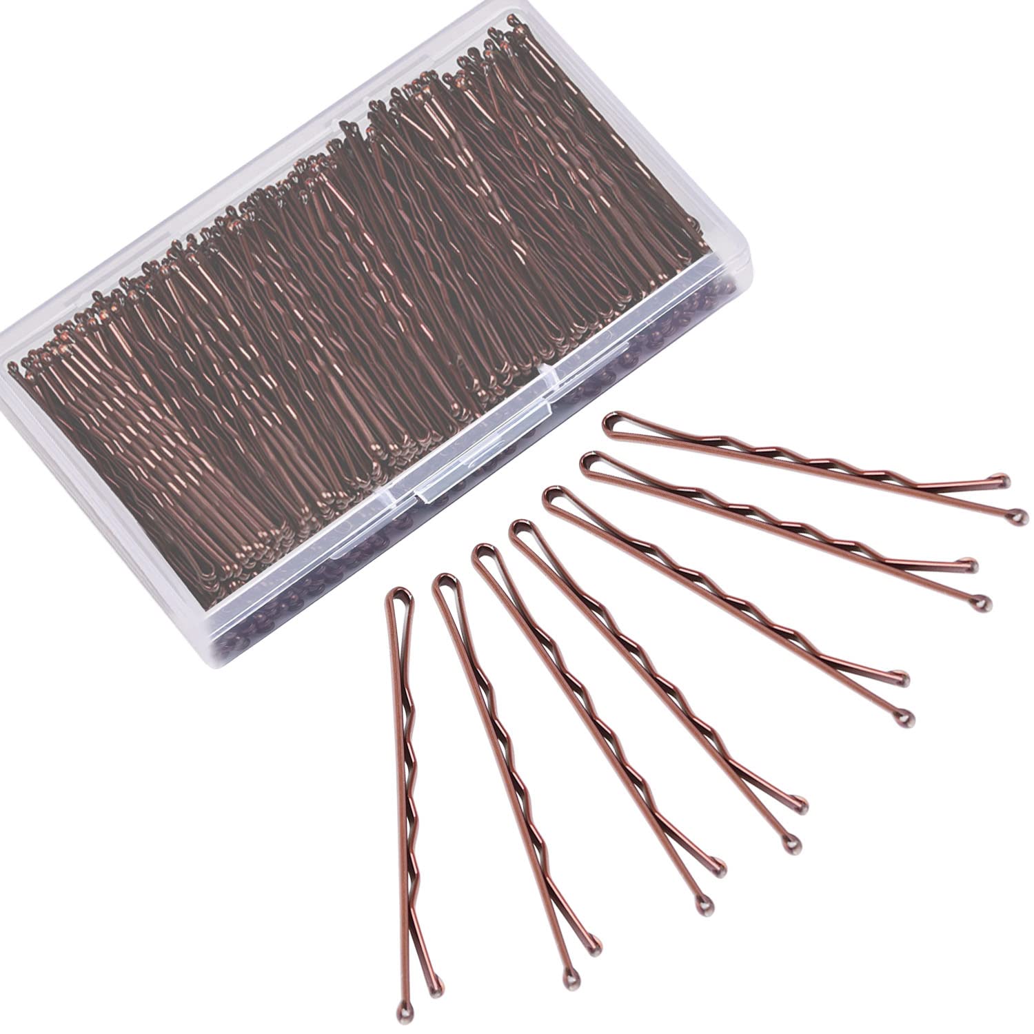 MORGLES 240 Pcs Bobby Pins for Women - 2.2 Inch Brown Hair Pins with Storage Box - Perfect for Updos, Braids, and Everyday Hairstyles