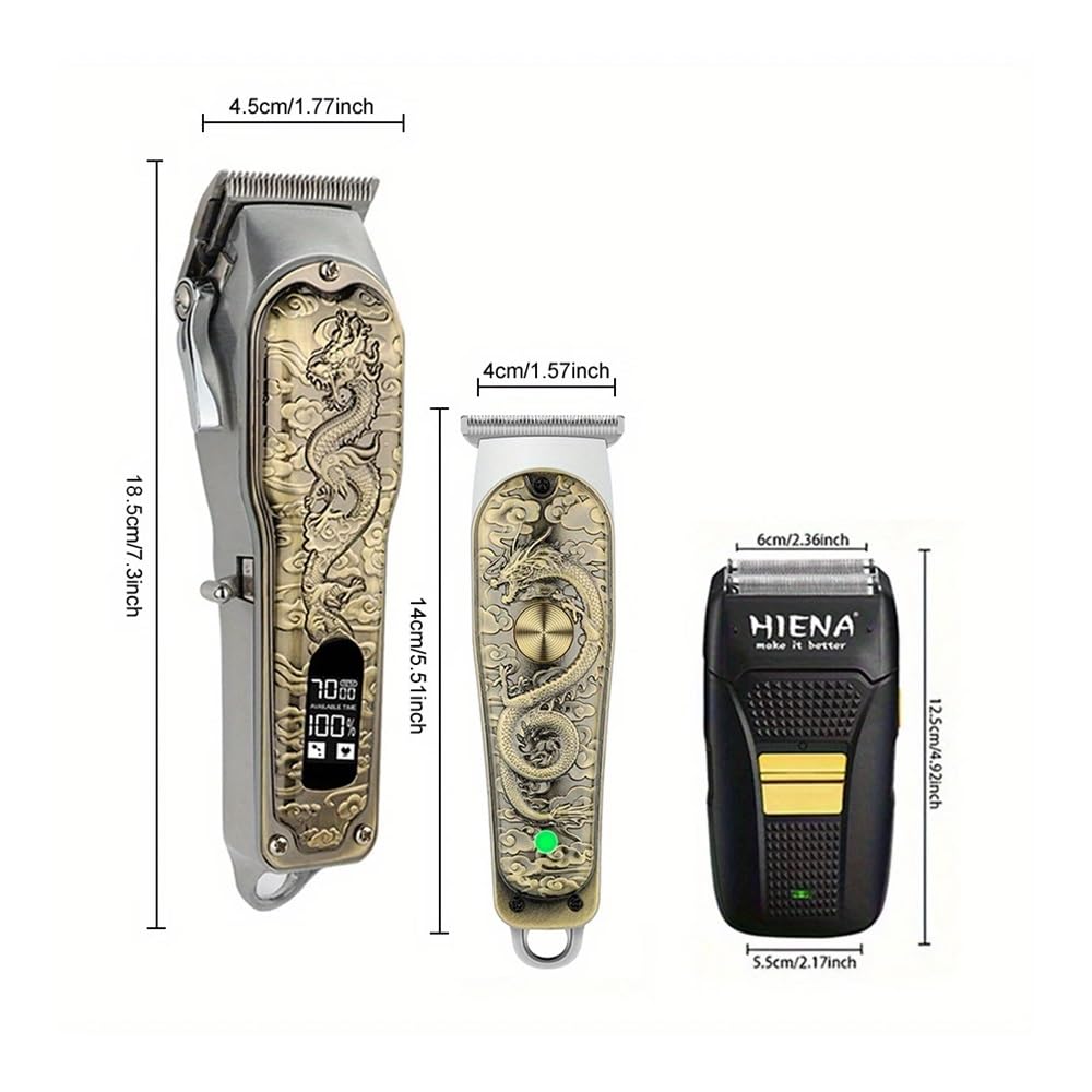 Professional Cordless Hair Clipper for Men - USB Rechargeable, LED Smart Display, Barber-Grade Precision (Bronze Cap Set) | Perfect for Home Grooming, Travel & Special Occasions Gift