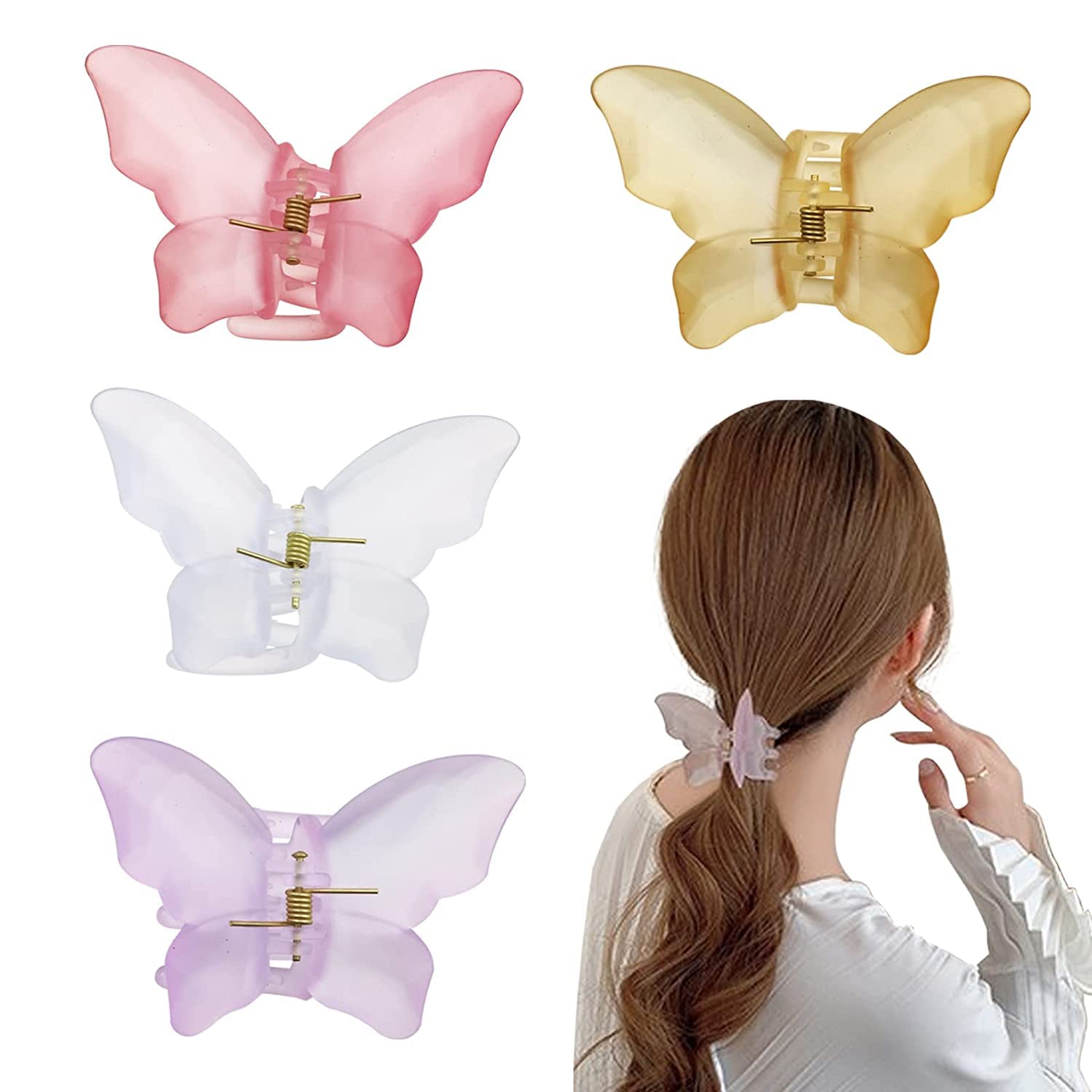 Glamifirsto 4-Pack Medium Large Hair Claw Clips for Thick & Thin Hair - Matte Square Hair Clips for Women & Girls - Perfect for School, Work, Travel & Everyday Styling