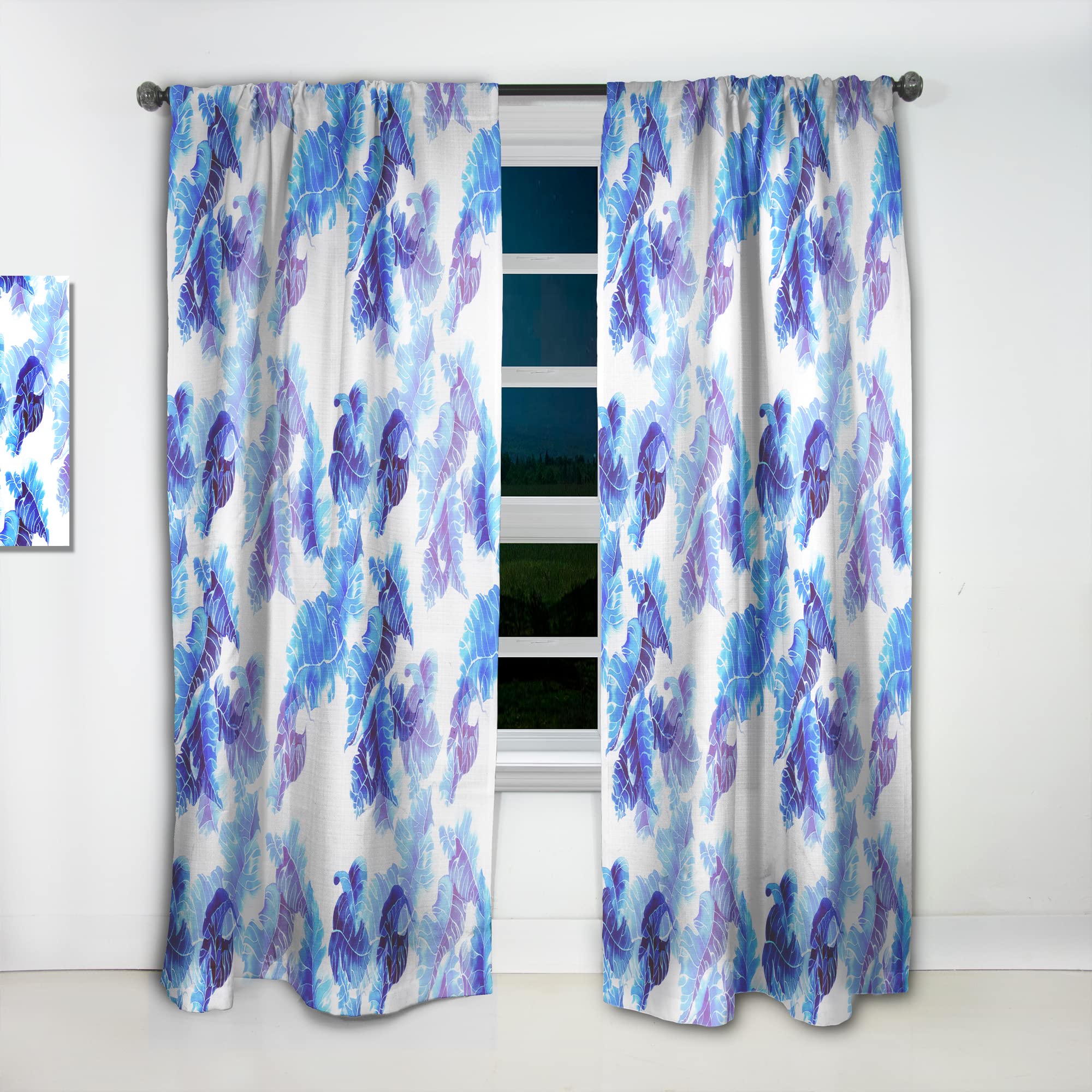 DesignQ Thermal Insulated Curtains - Abstract Leaves Pattern Single Panel (52x108) for Bedroom & Living Room - Energy Saving Blackout Drapes for Home Decor & Privacy