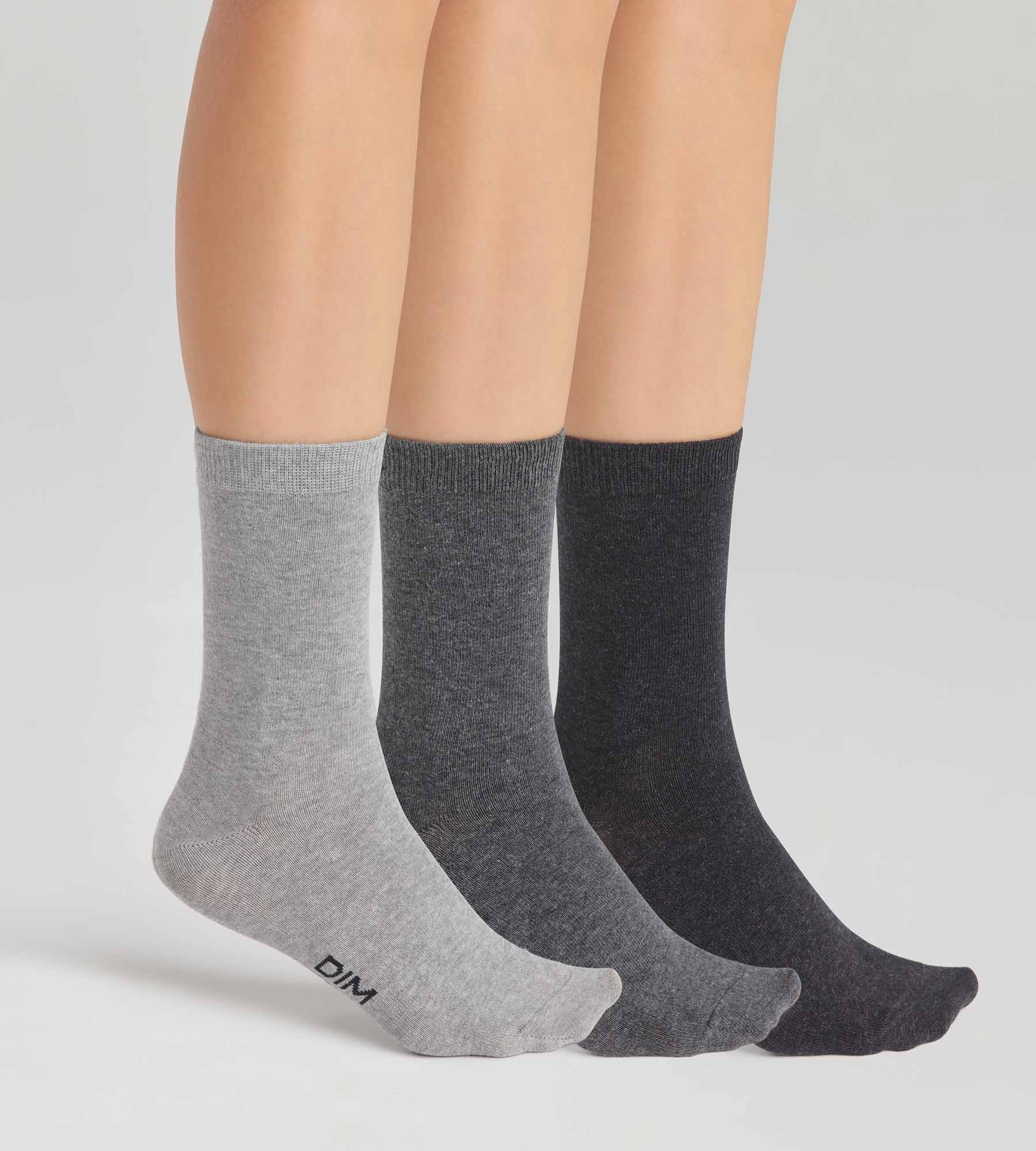 3 Pairs Women's Light Gray Cotton Socks - Soft Breathable Everyday Ankle Socks for Work, Gym & Casual Wear