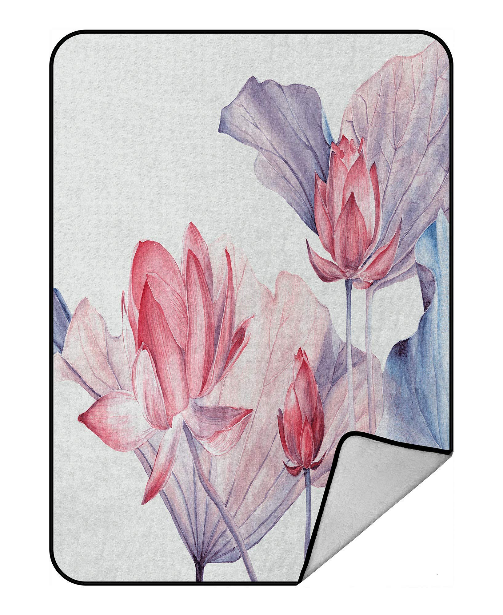 ECZJNT Soft Pink Lotus Flower Fleece Throw Blanket - 58x80 Inch Plush Blanket for Bed, Couch & Cozy Home Decor
