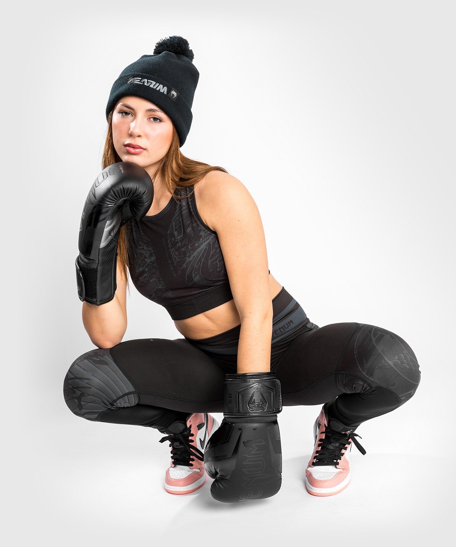 Venum YKZ21 Women's Sports Bra - Breathable High Support Workout Top for Running, Yoga & Gym - Black/Black
