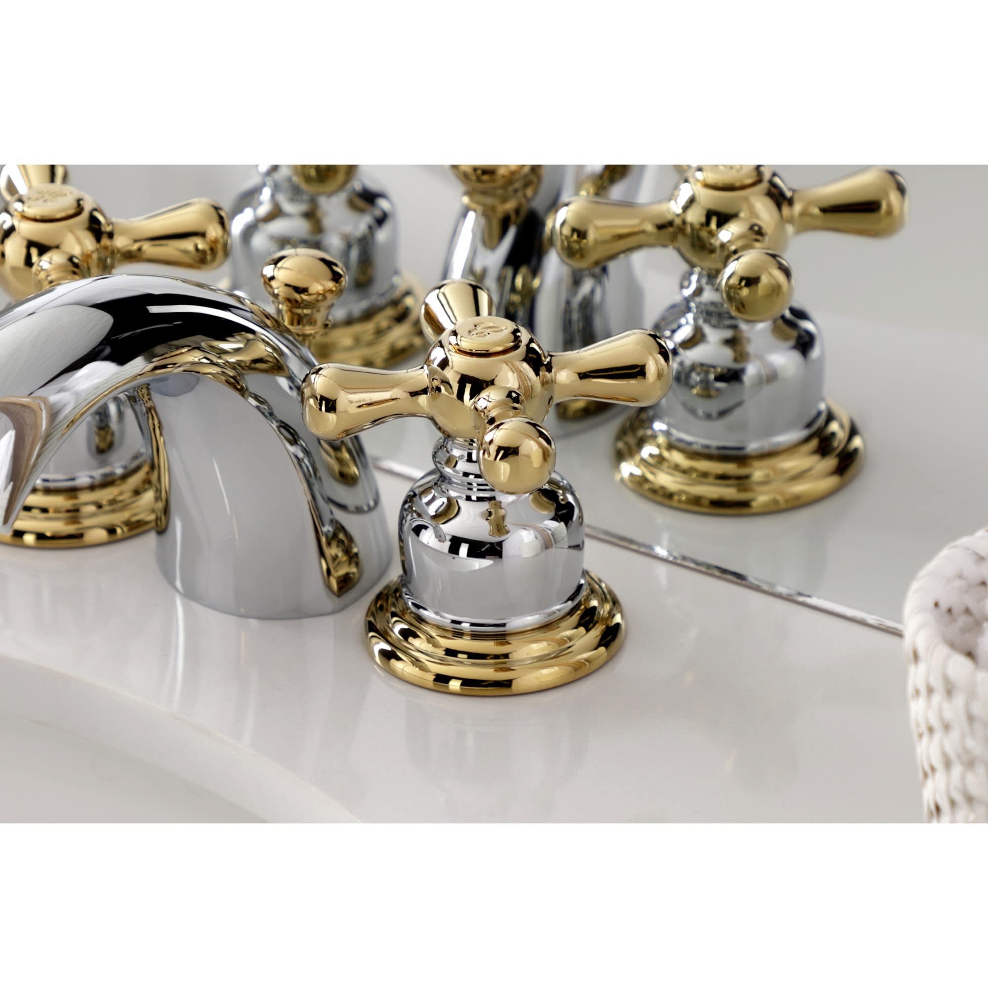Kingston Brass KB945AX Victorian Mini Widespread Bathroom Faucet - Oil Rubbed Bronze Finish, 4-Inch Adjustable Center, Metal Cross Handle - Perfect for Vintage Style Bathroom Vanities and Powder Rooms