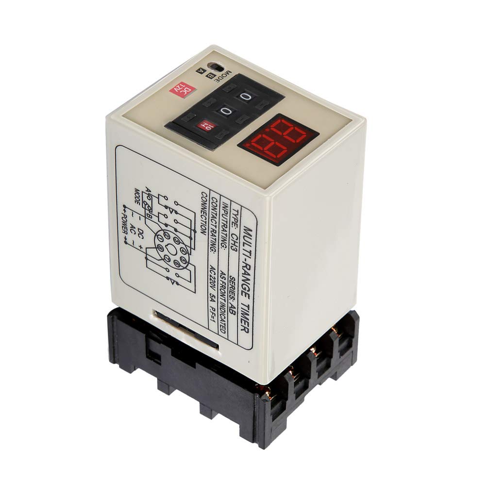 AH3-DM Digital Delay Timer Relay 0.01S-99H Dual Mode with LED Display | 12V/24V/110V/220V/380V DC/AC | Perfect for Industrial Automation, HVAC Systems & Electrical Control Panels