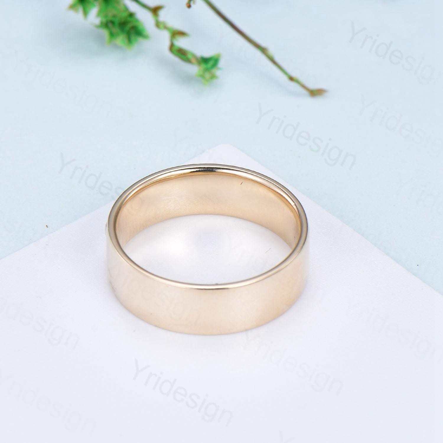 6mm 14K Yellow Gold Art Deco Leaf Branch Vines Wedding Band for Men - Unique Nature Inspired Ring for Engagement, Anniversary & Special Occasions - Perfect Gift for Him, Outdoor Enthusiasts & Nature Lovers