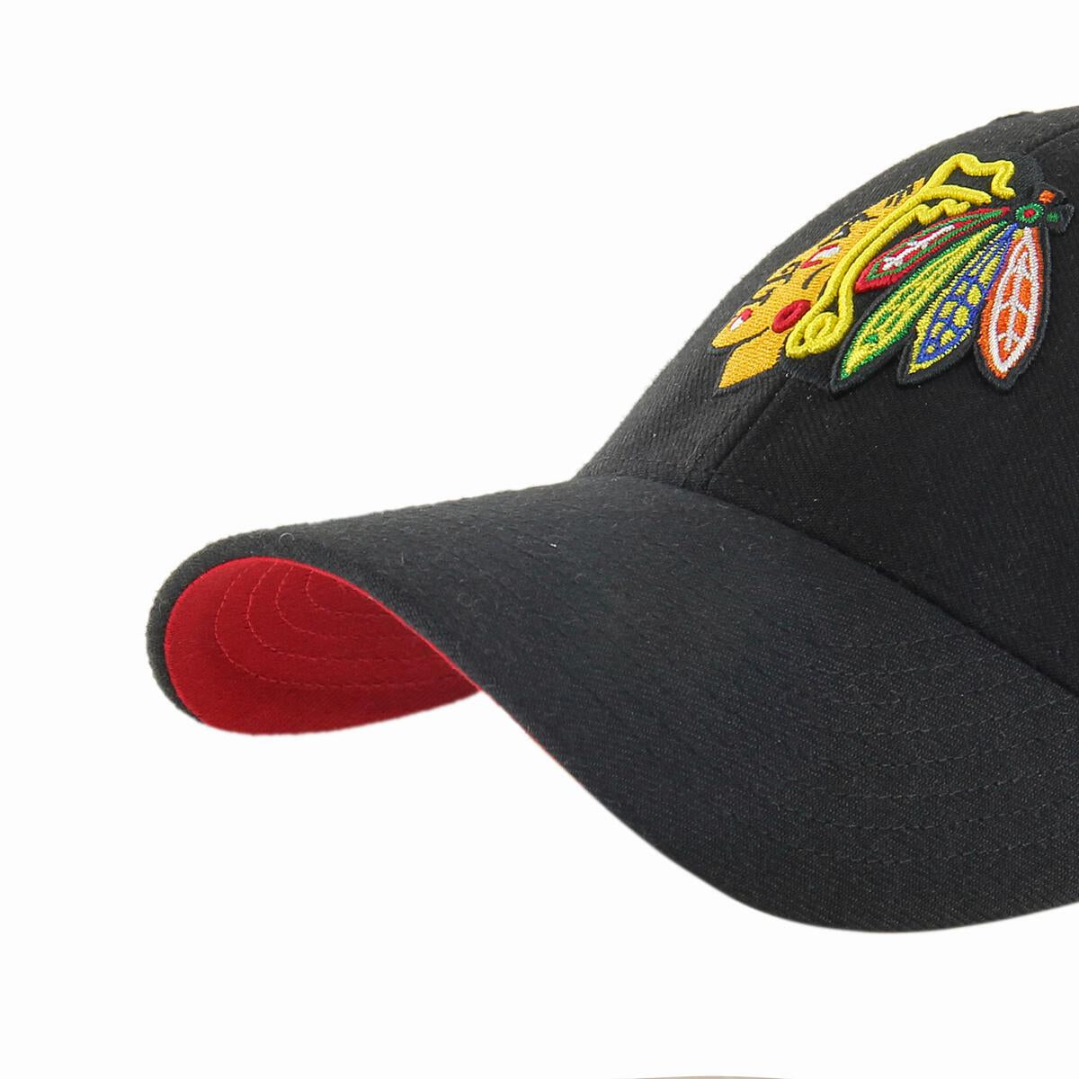 Chicago Blackhawks 47 Brand MVP Black Adjustable Snapback Hat - Official NHL Team Logo Cap for Men & Women - Perfect for Games, Tailgating & Streetwear Fashion