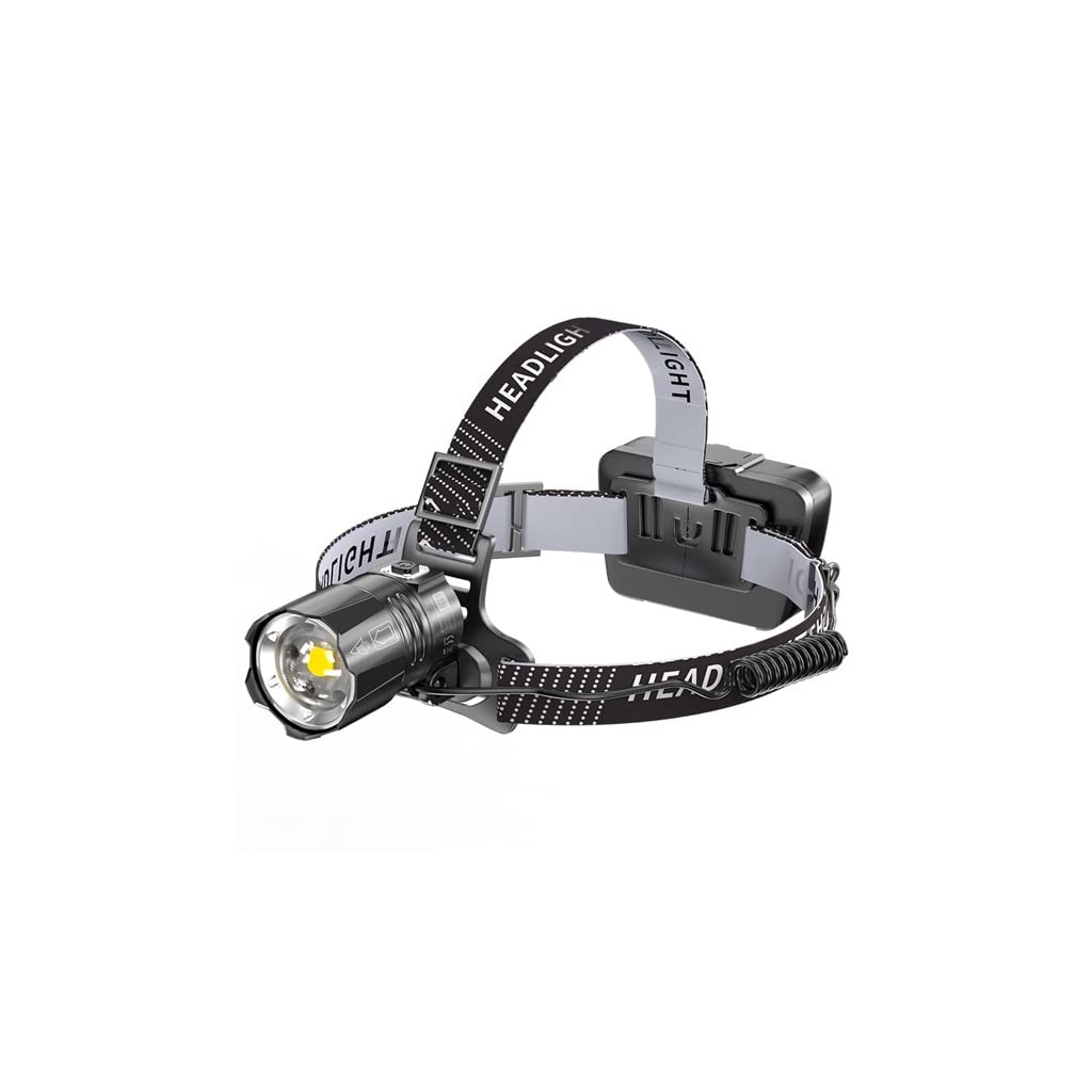TONPOP Rechargeable LED Headlamp - 1000 Lumen Bright Light, Long-Range Zoomable Headlight for Outdoor Activities, Fishing, Camping, Hiking & Night Running (Black) - Waterproof & Durable for All-Weather Use