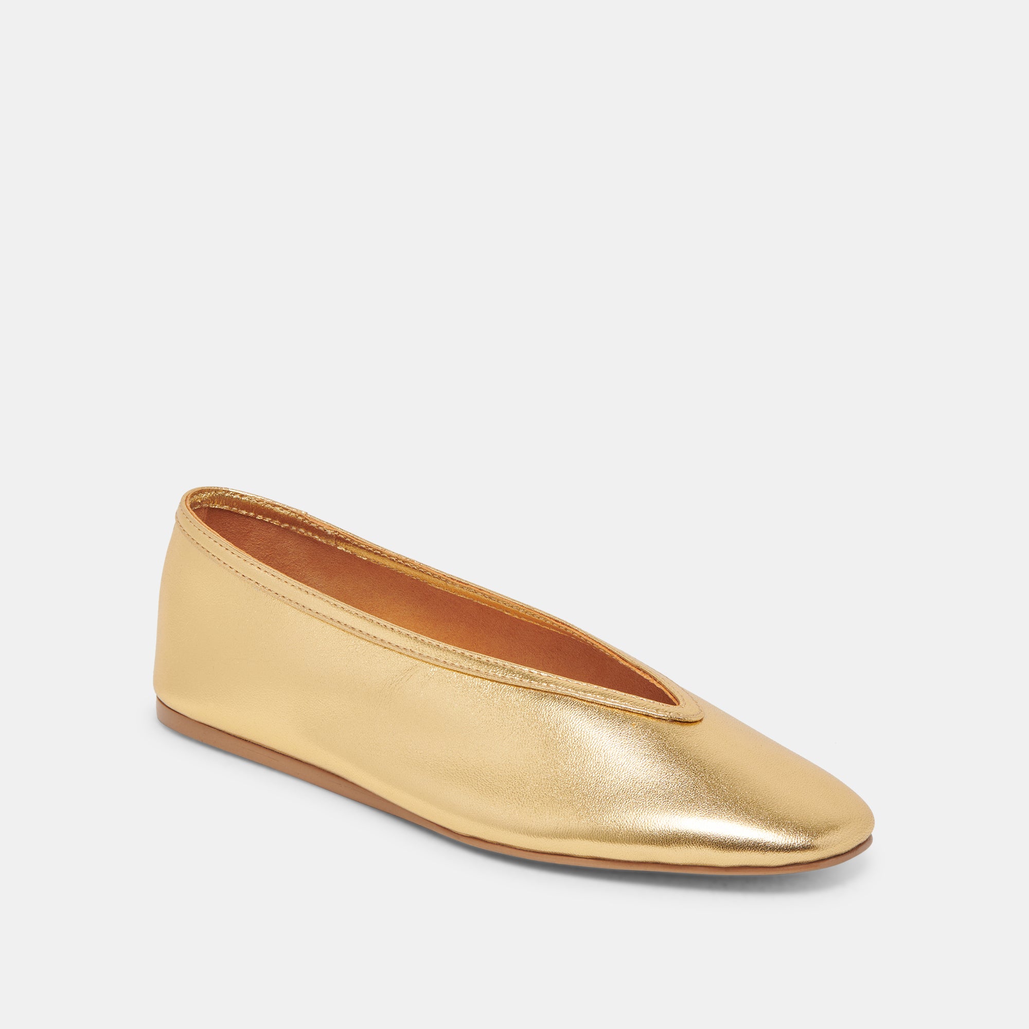 BRAIDY Women's Gold Metallic Leather Ballet Flats - Comfortable & Stylish Shoes for Work, Casual Outfits & Special Occasions