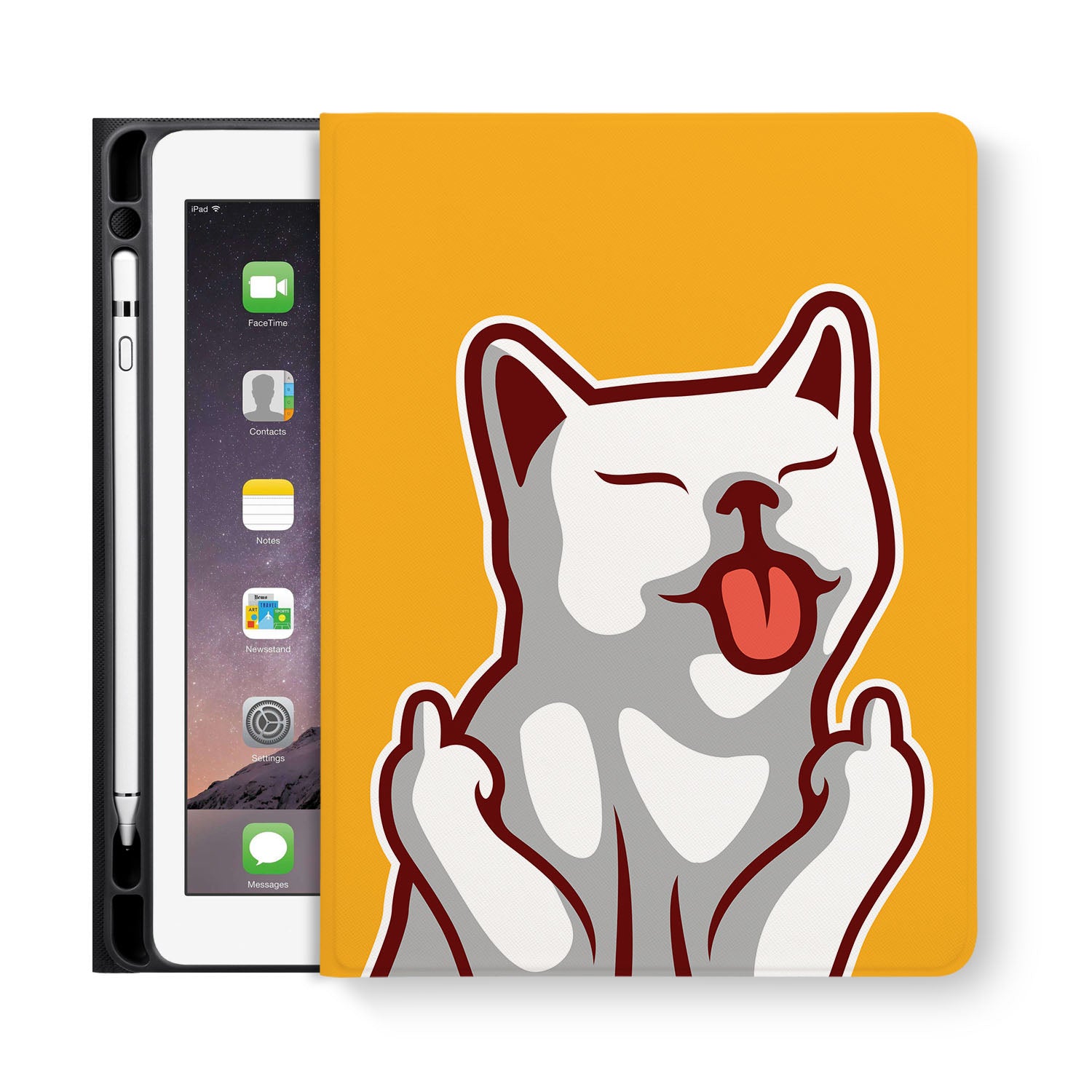 Premium iPad Folio Case with Cute Cat Design - Slim Protective Cover for iPad Pro/Air/Mini - Perfect for Work, School & Travel Accessories