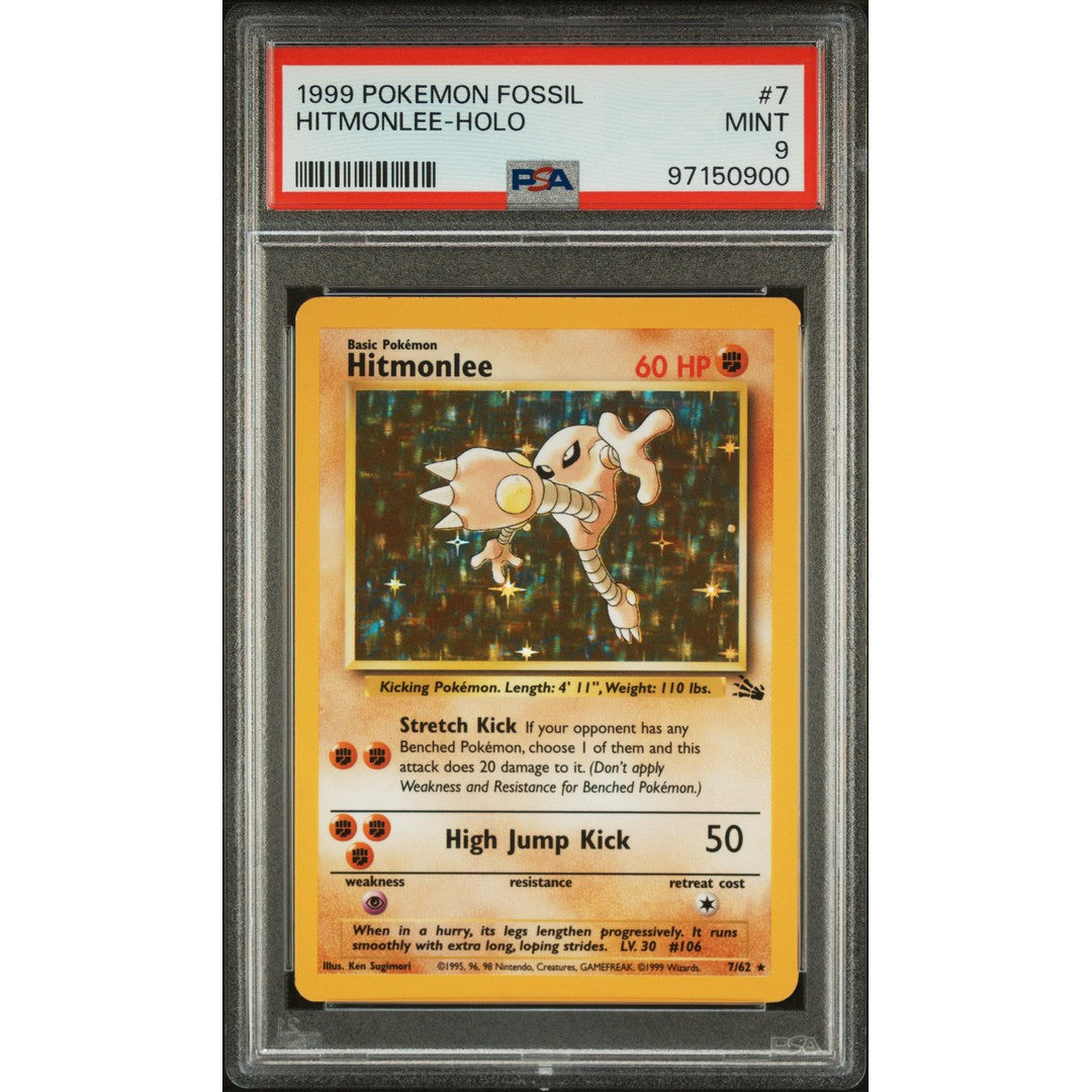 1999 Pokemon Fossil Hitmonlee 7/62 PSA 9 Graded Card - Rare Collectible for Pokemon TCG Fans & Investors | Perfect for Display, Gaming, and Trading