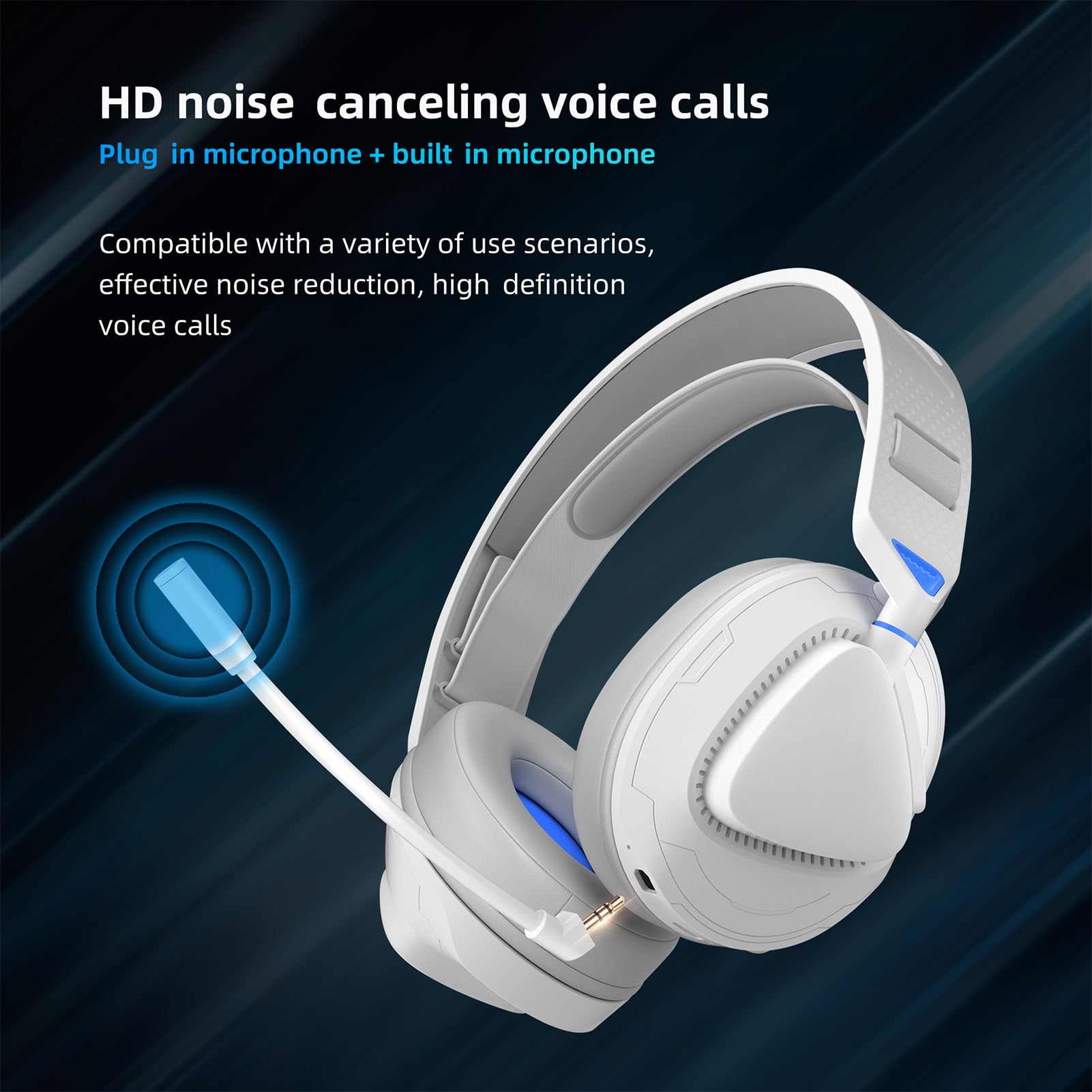GOWENIC Wireless Bluetooth Gaming Headset with Noise Cancelling Mic - Foldable Over-Ear Headphones with Soft Memory Foam for PS5, PS4, Xbox One, PC & Laptop - Immersive Surround Sound for Gaming, Streaming & Online Meetings