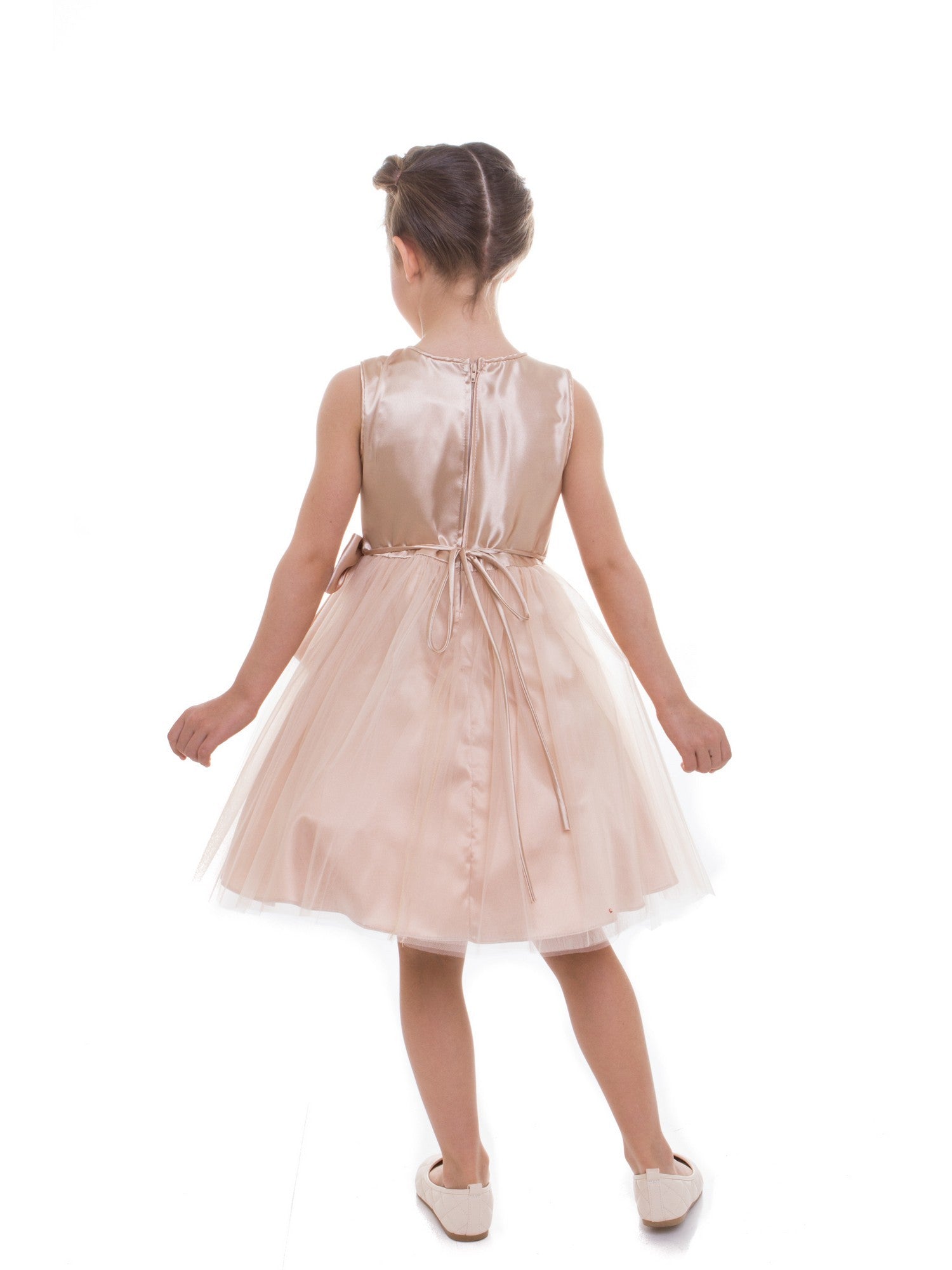 Champagne Sequin Bow Junior Bridesmaid Dress for Big Girls - Size 8-12 | Perfect for Weddings, Prom & Special Occasions
