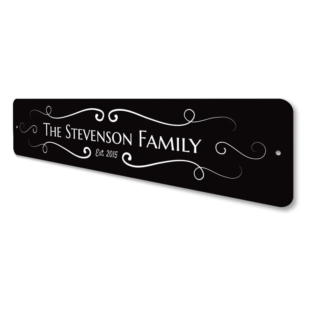 Custom Wedding Aluminum Sign - Personalized Last Name & Established Date - 6x24 Inch Family Name Sign - Rustic Home Decor for Wedding, Anniversary & Housewarming Gifts