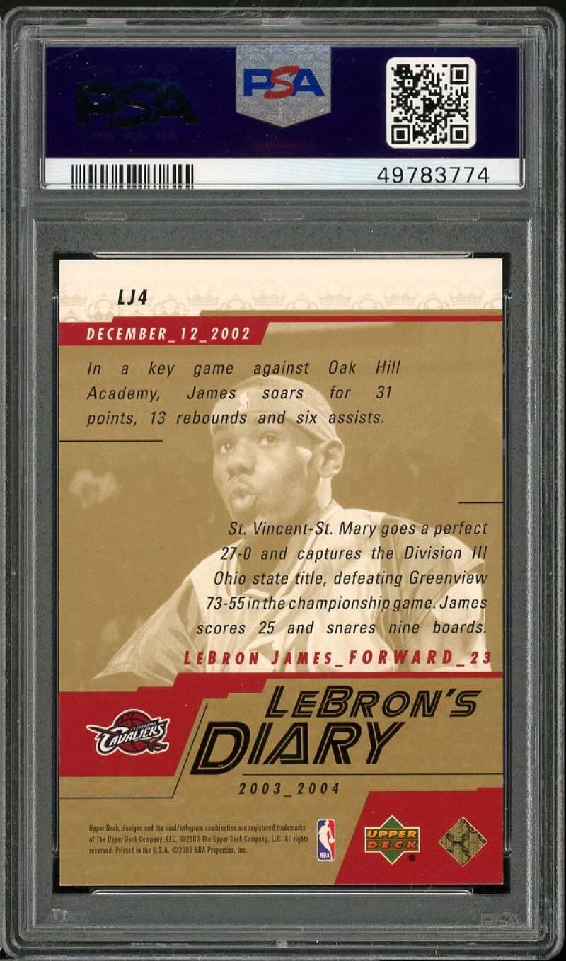 LeBron James 2003-04 Upper Deck Lebron's Diary #LJ4 PSA Graded 9 Basketball Card - Rare Collectible for Sports Memorabilia & Investment