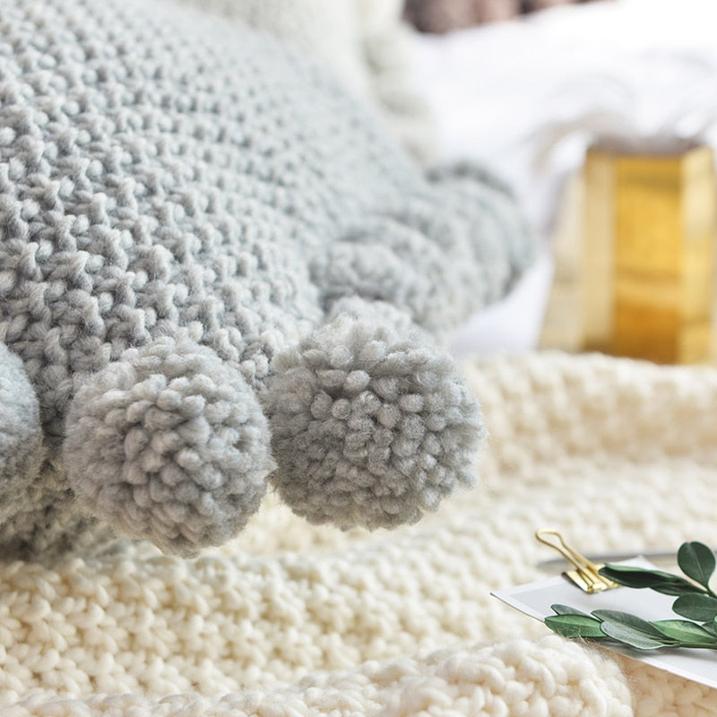 Cozy Knitted Cotton Cushion Cover - Soft Handmade Pillow Case for Sofa, Bed, Chair - Perfect for Living Room, Bedroom & Home Decor