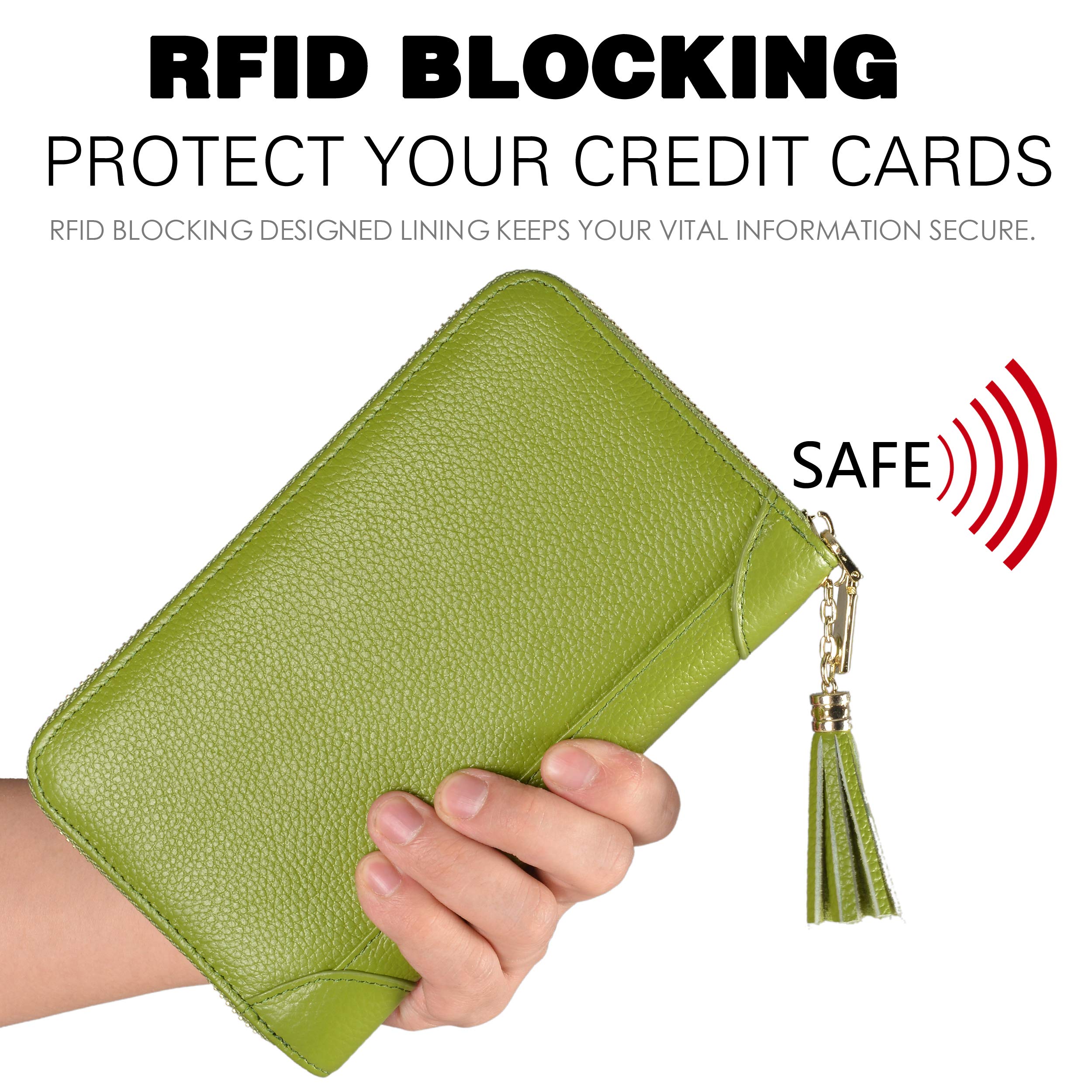Premium RFID Blocking Leather Credit Card Holder Wallet for Women - Slim Zipper Purse with Multiple Card Slots, Perfect for Travel, Shopping & Everyday Use