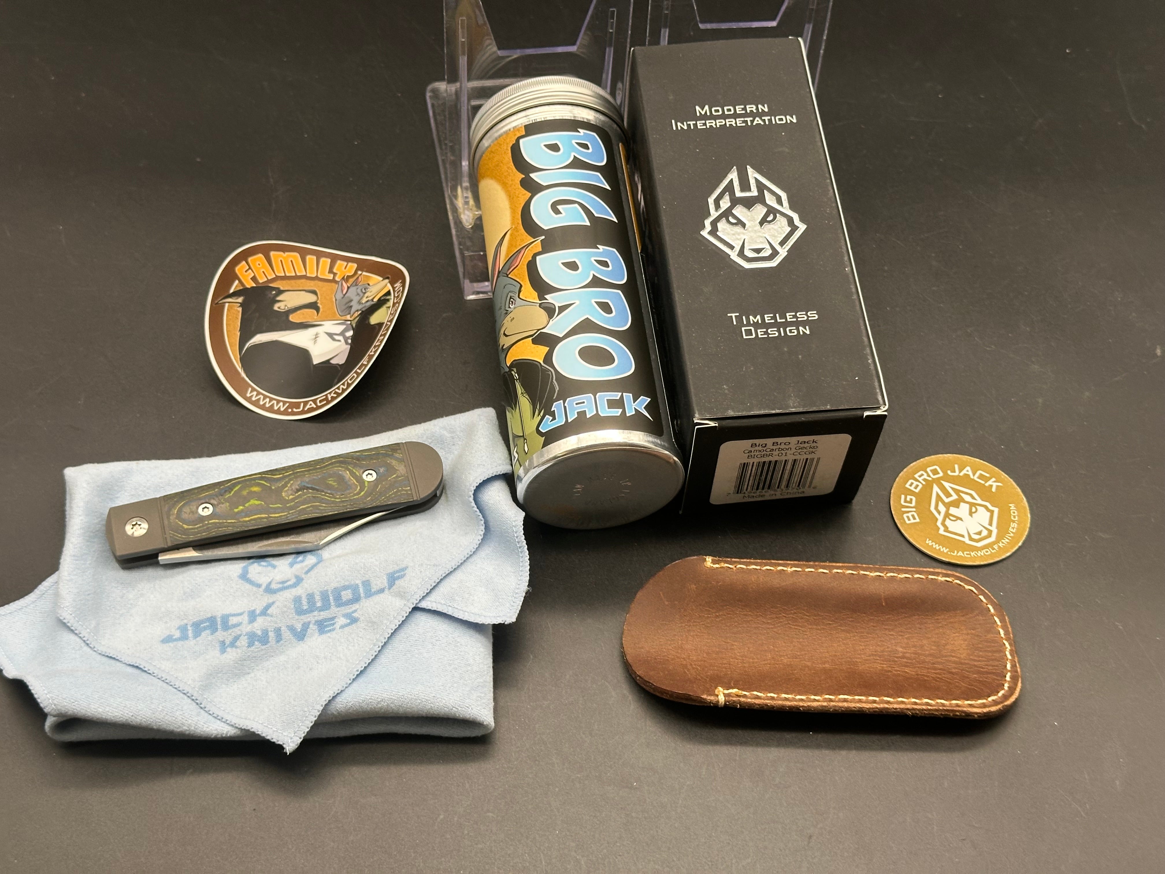Jack Wolf Knives Big Bro Jack CamoCarbon Gecko Folding Pocket Knife - Tactical EDC Knife for Camping, Hunting & Outdoor Survival Gear