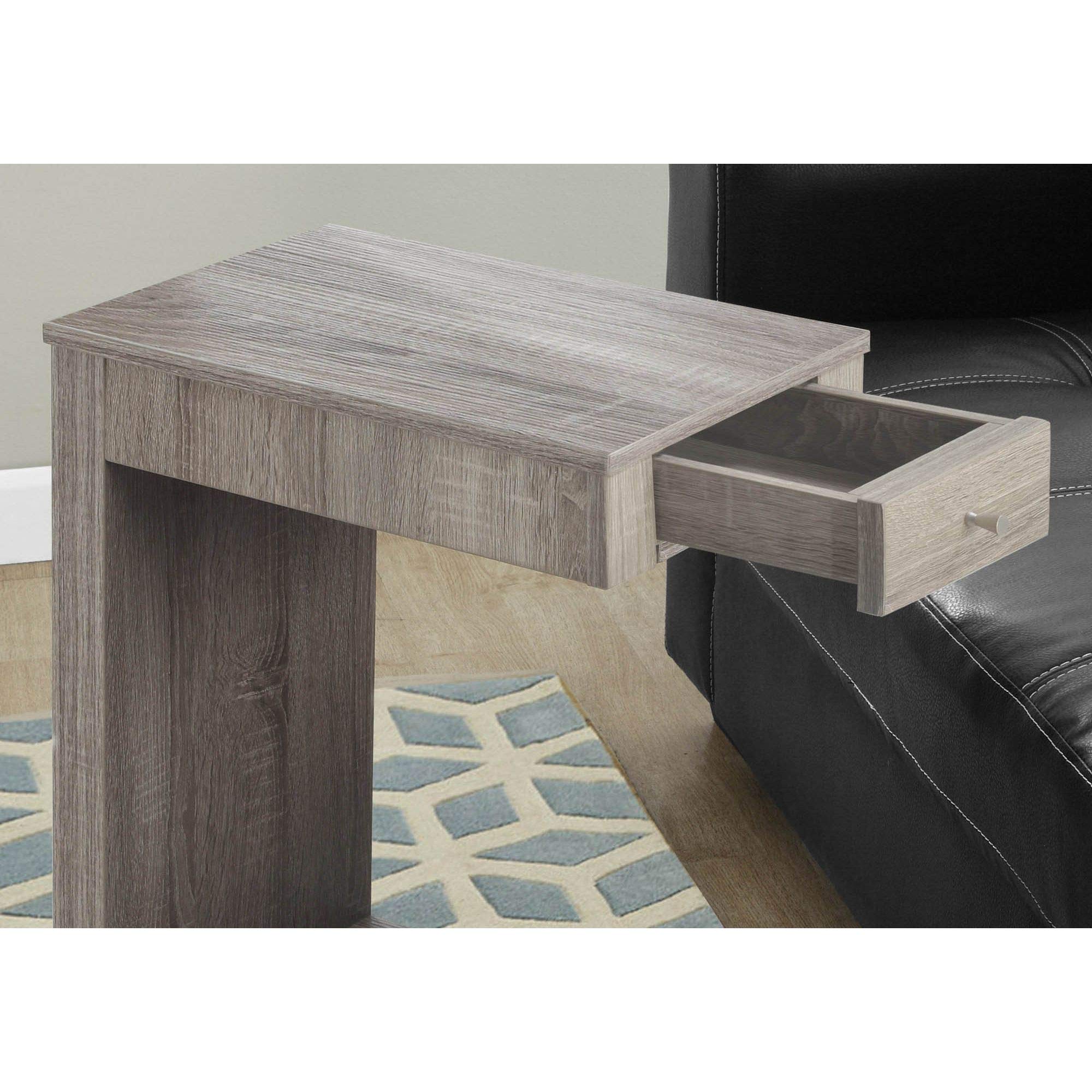 Modern Dark Taupe Accent Table with Drawer - Stylish Side Table for Living Room, Bedroom & Office - Perfect for Display, Storage & Home Decor