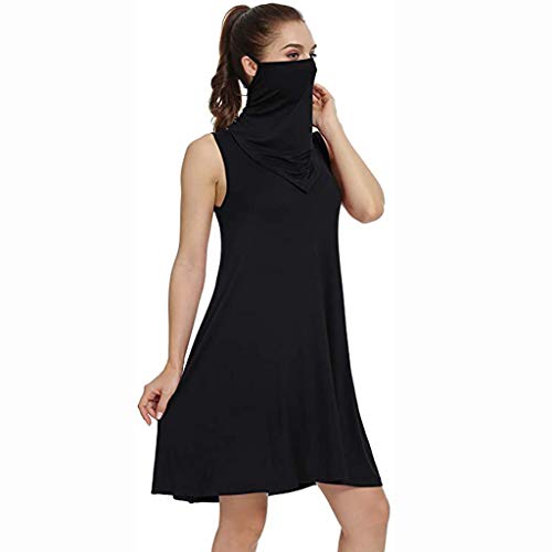 Tantisy Women's Sleeveless Summer Swing Dress with Bandana - Casual Flowy Sundress for Beach, Vacation & Outdoor Activities